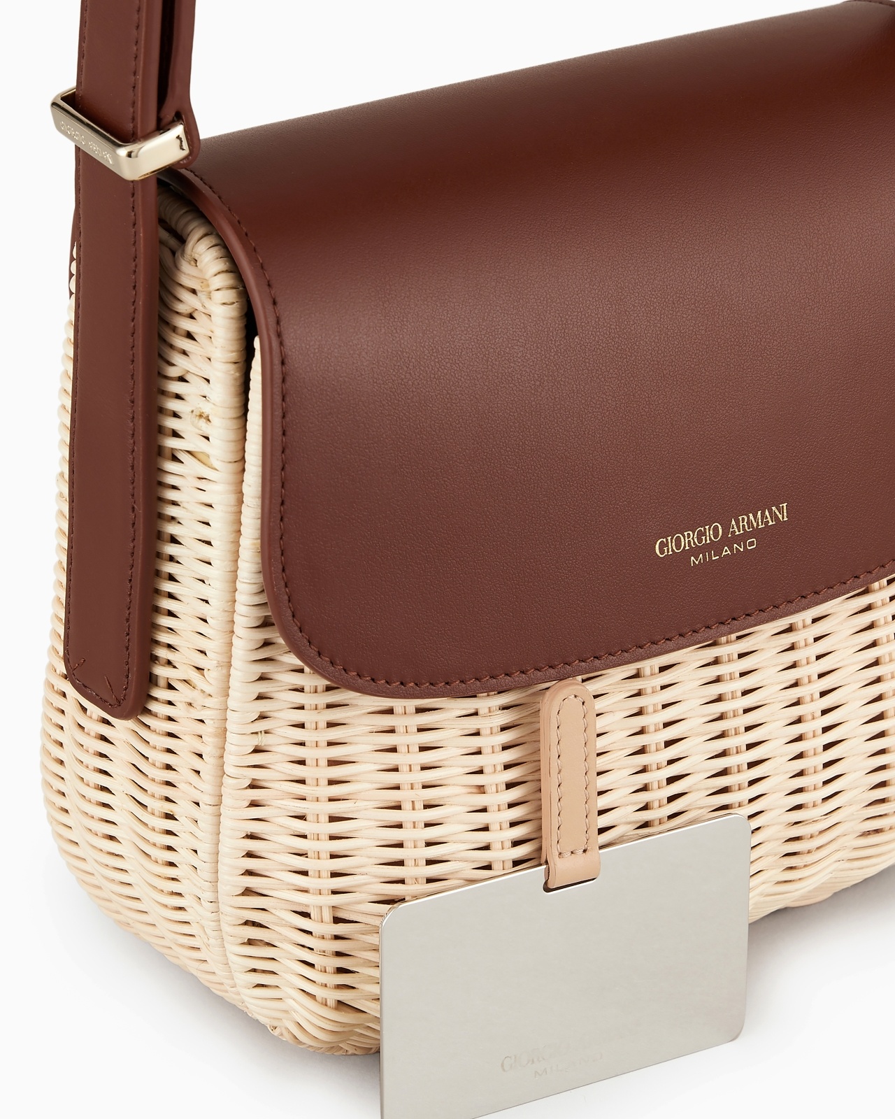 LA PRIMA WICKER AND LEATHER SHOULDER BAG - 5