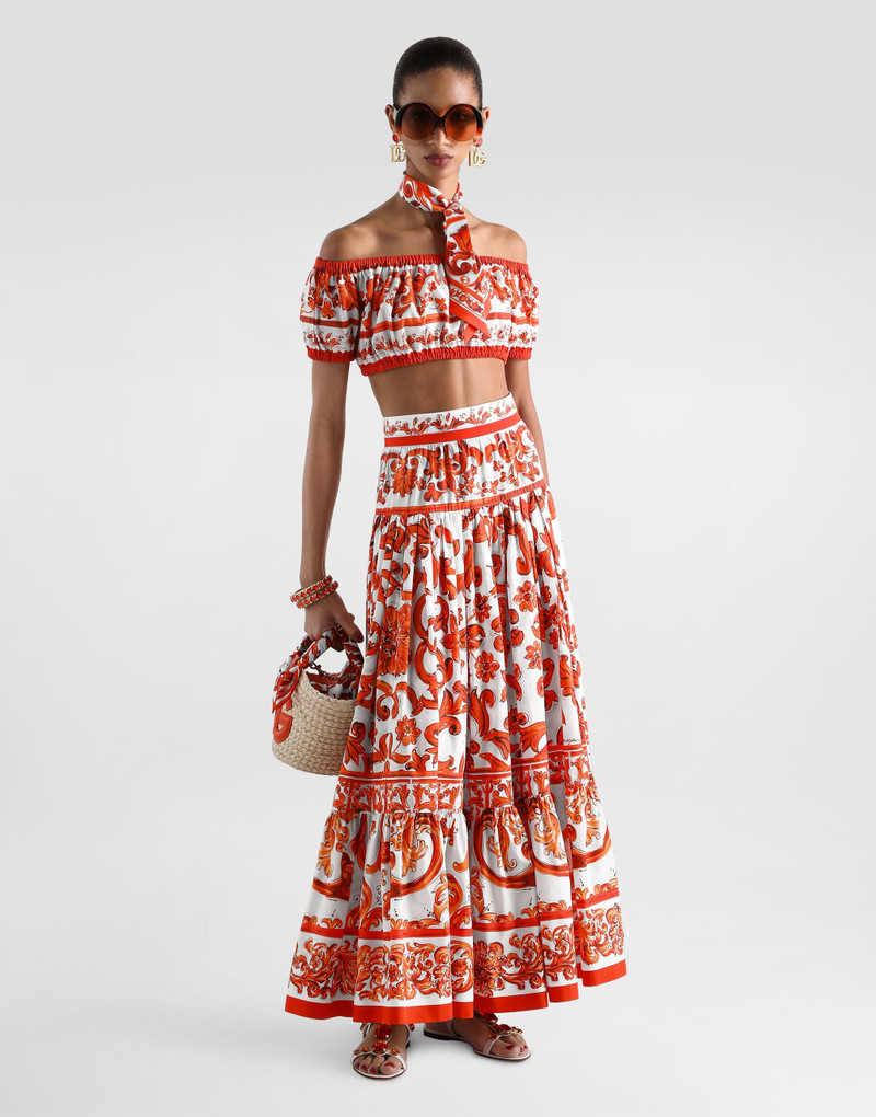 Dolce & Gabbana Majolica-print poplin top outlook