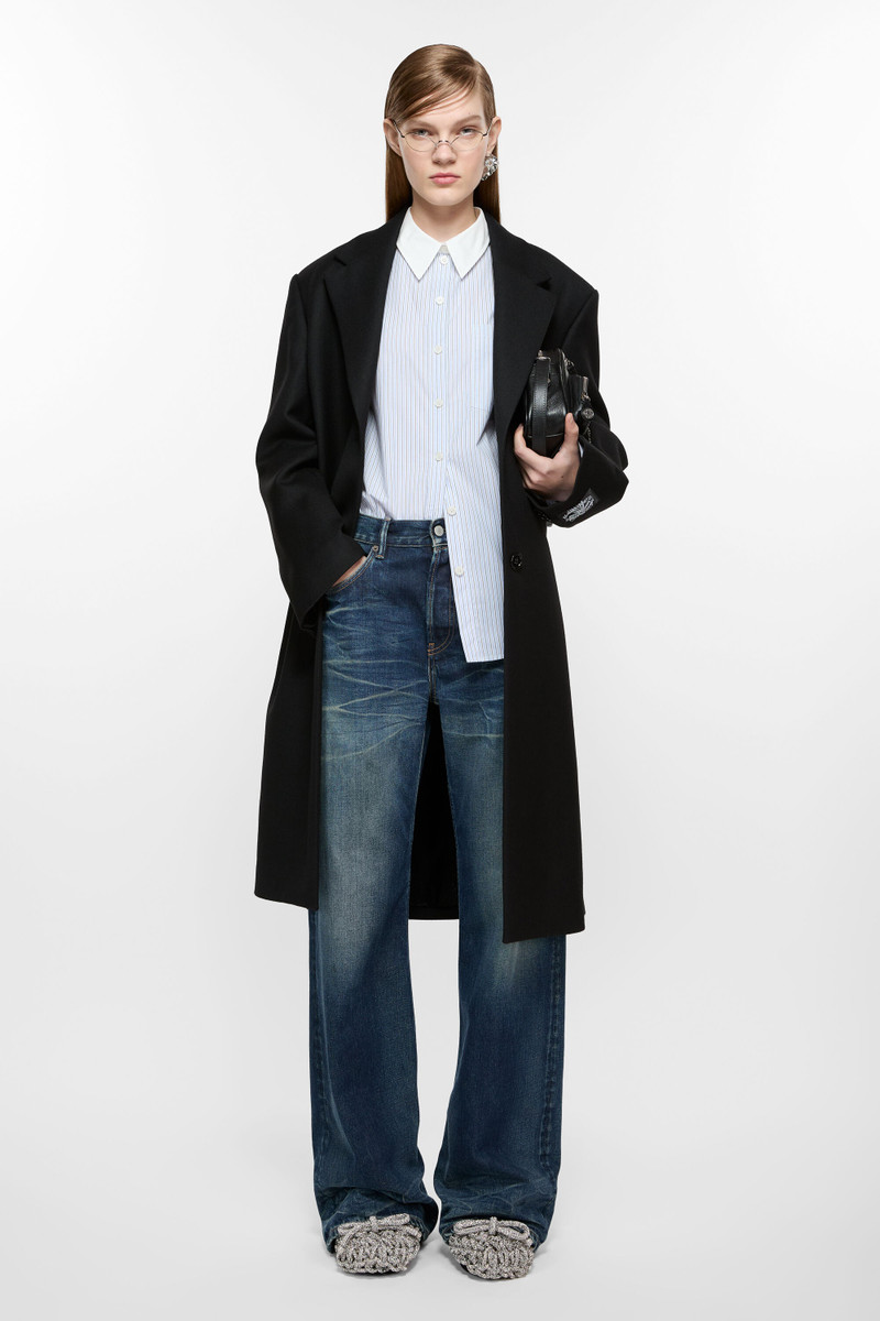 Single-breasted wool coat - Black 1