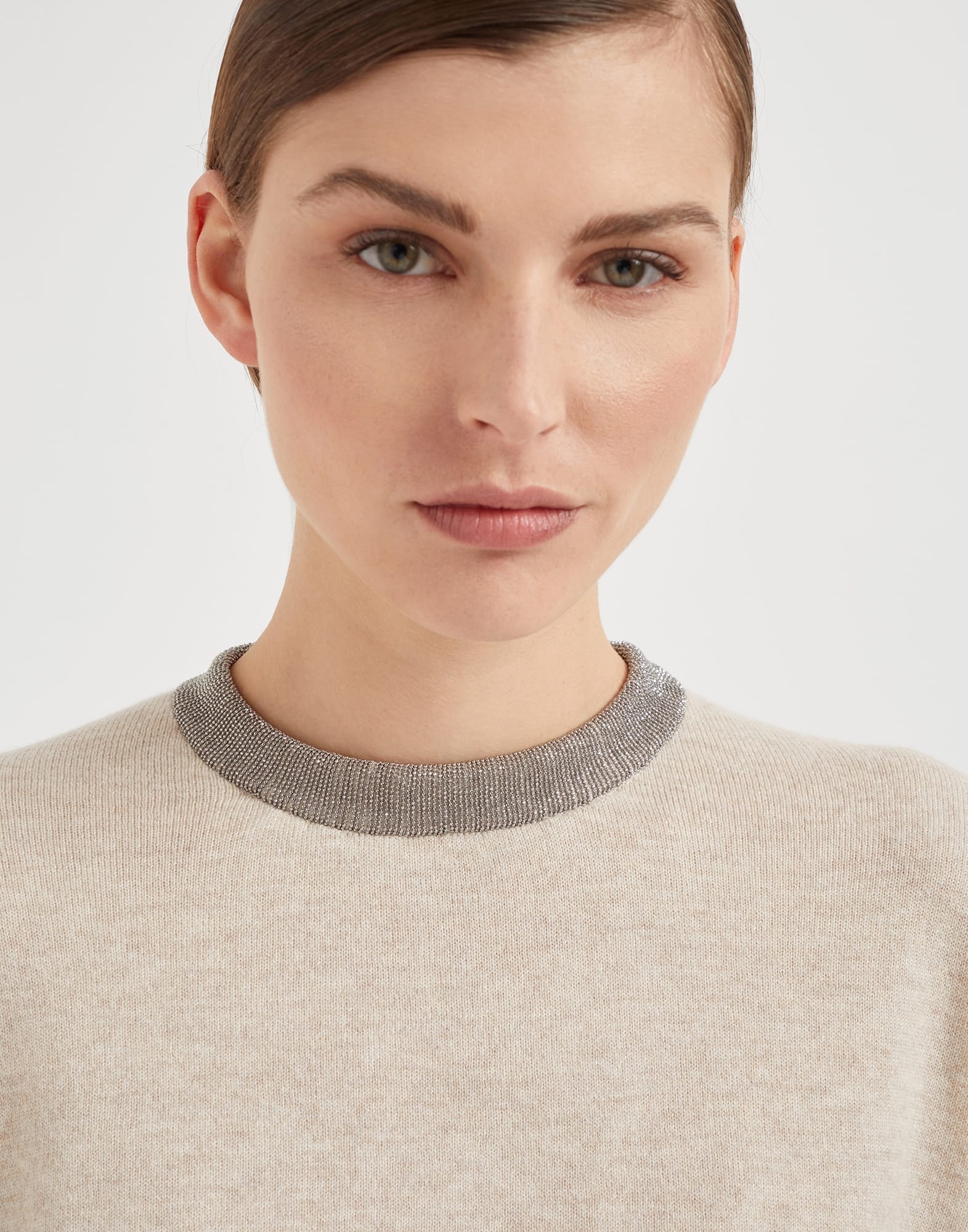 Cashmere sweater with precious ribbed collar - 3