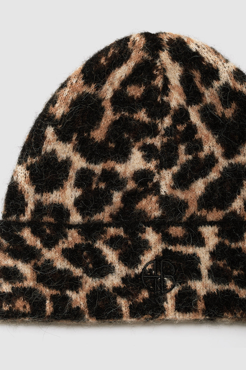 Elia Beanie - Black And Brown Leopard 3