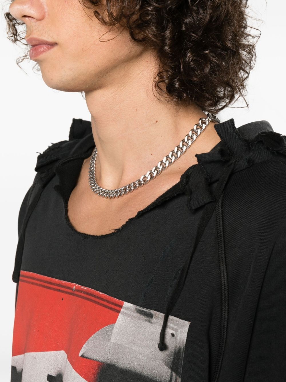 illustration-print distressed hoodie - 5