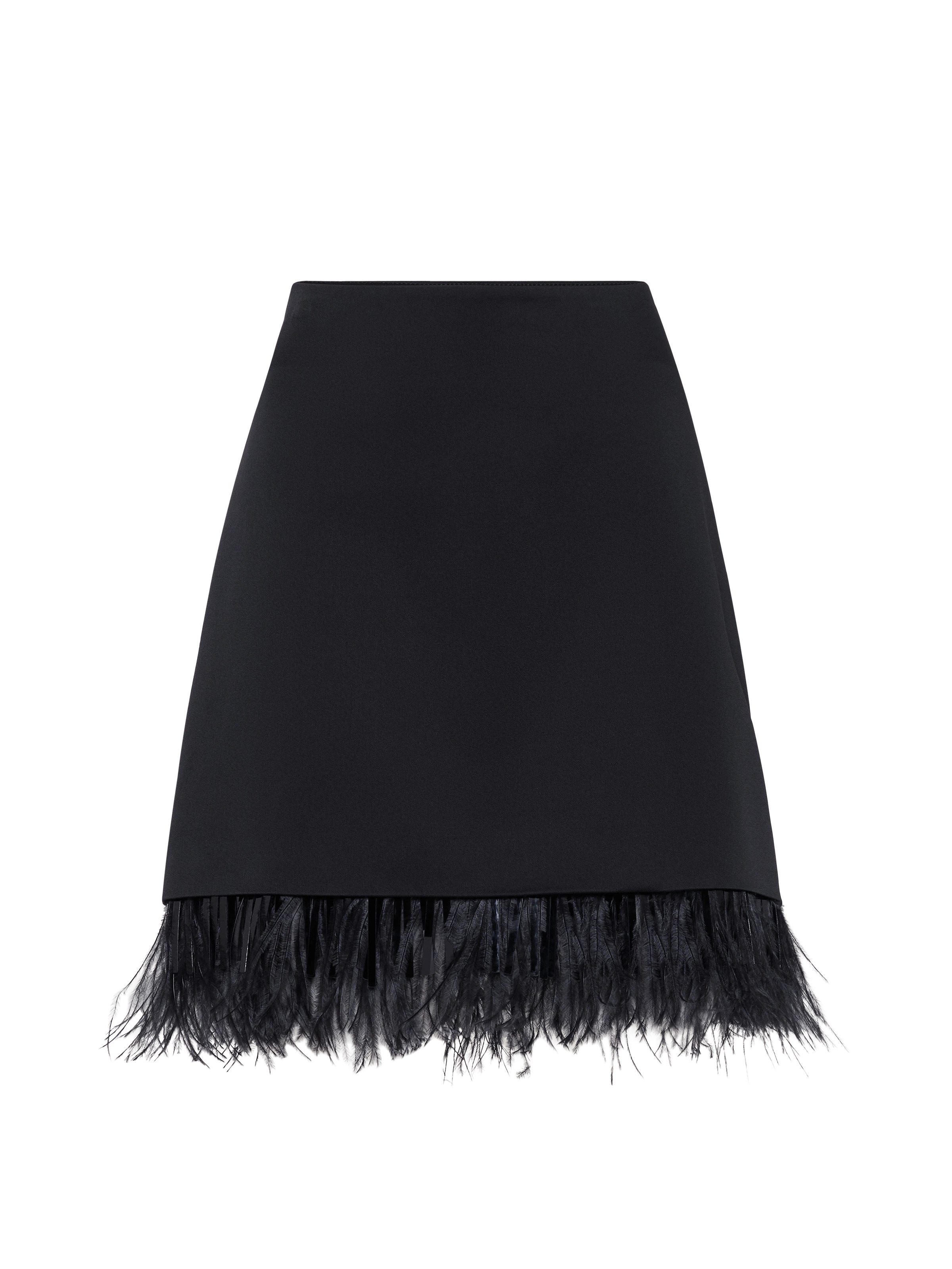 Satin cady couture mini skirt with detachable dazzling feather insert - 5