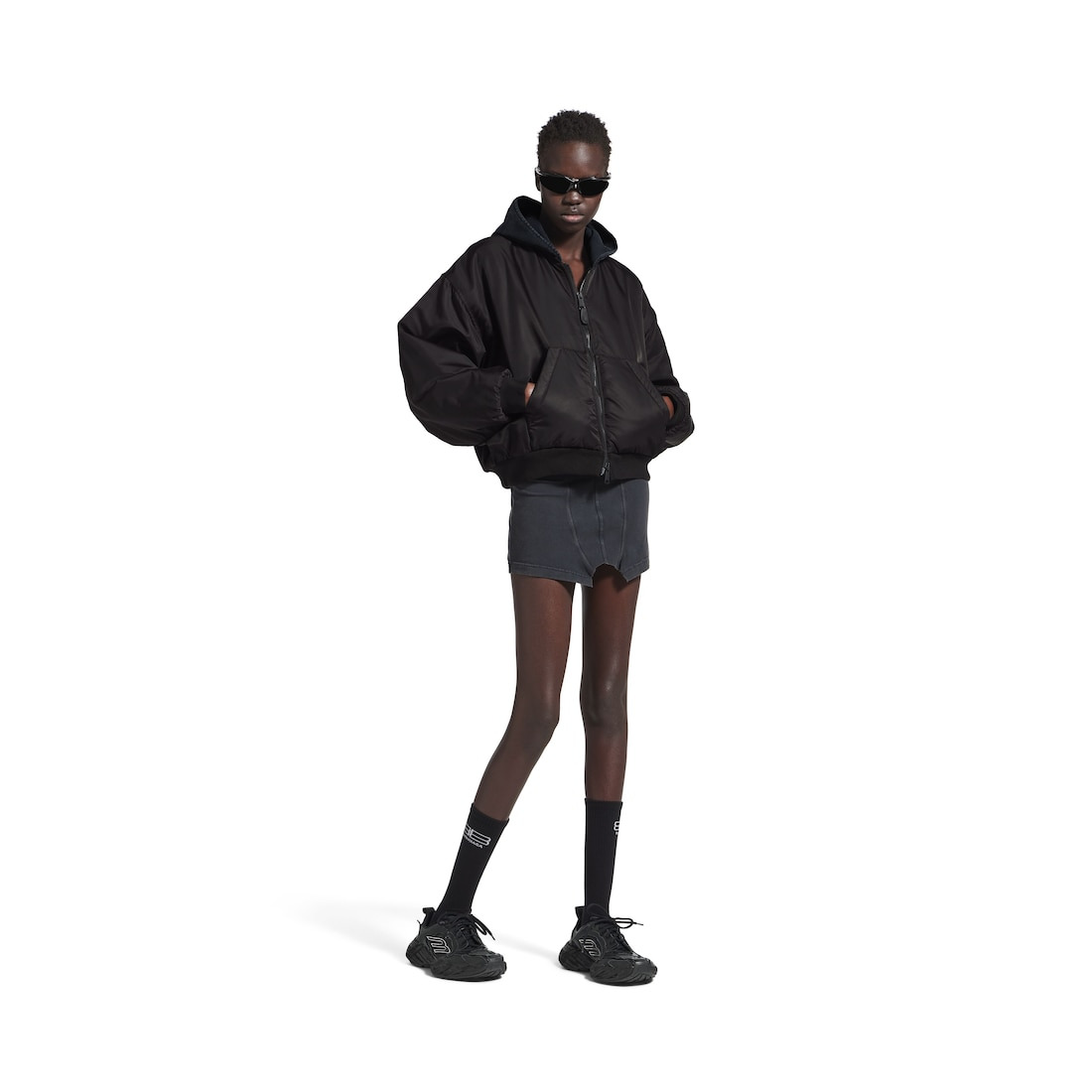 Hooded Bomber in Black - 2