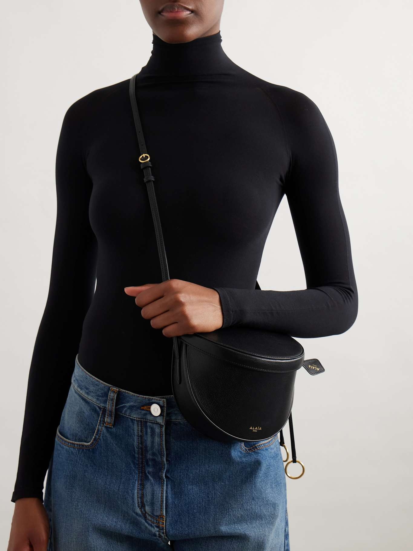 Textured-leather shoulder bag Black - 2