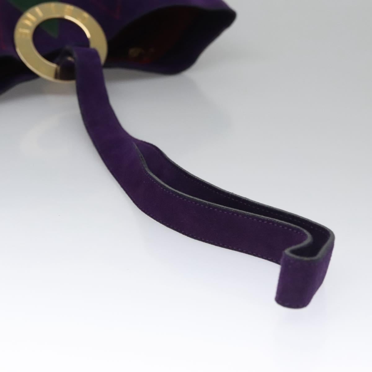 CELINE Circle Shoulder Bag Suede Purple Green Gold - 7