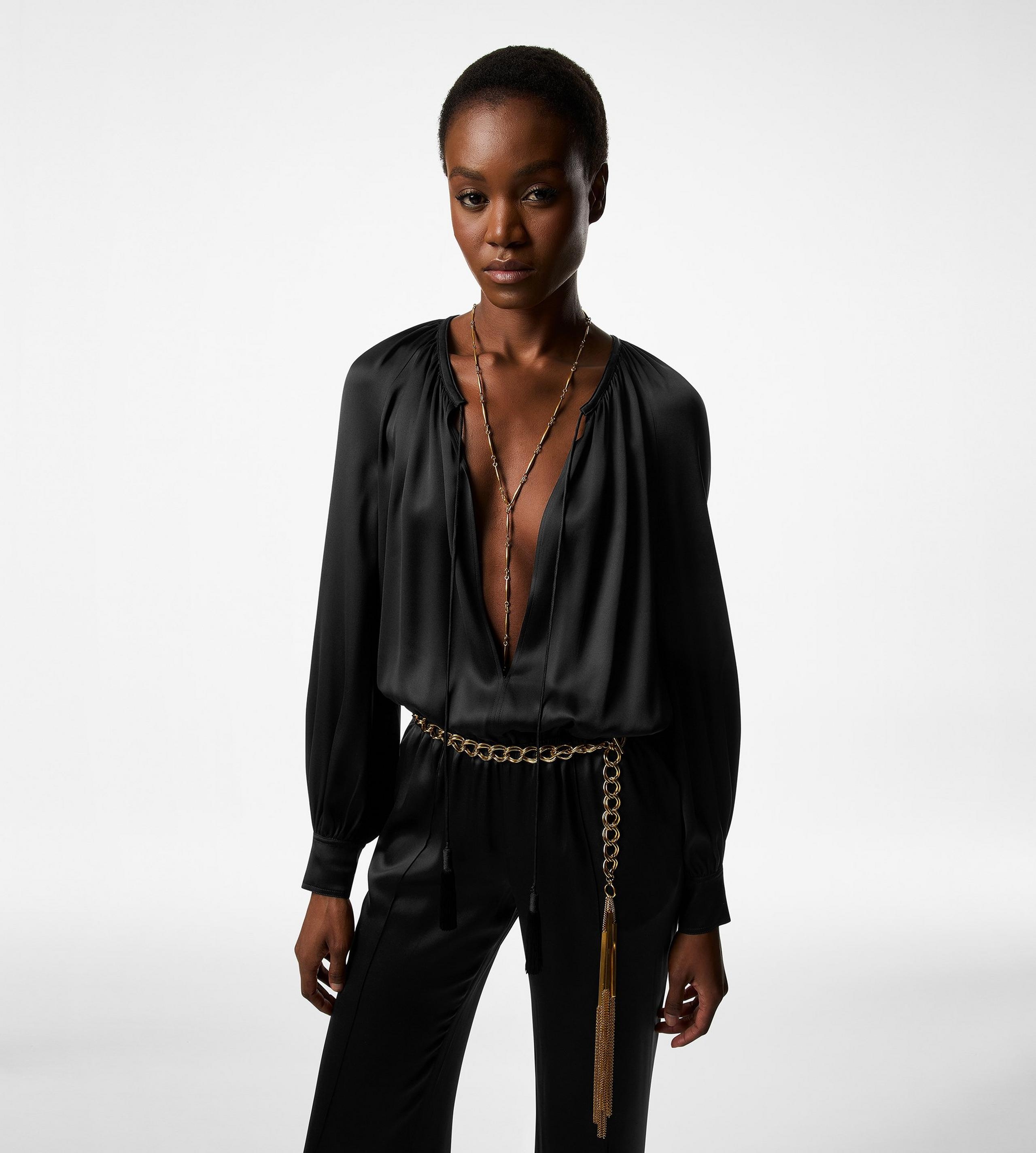 LONG SLEEVE GATHERED JUMPSUIT - 2