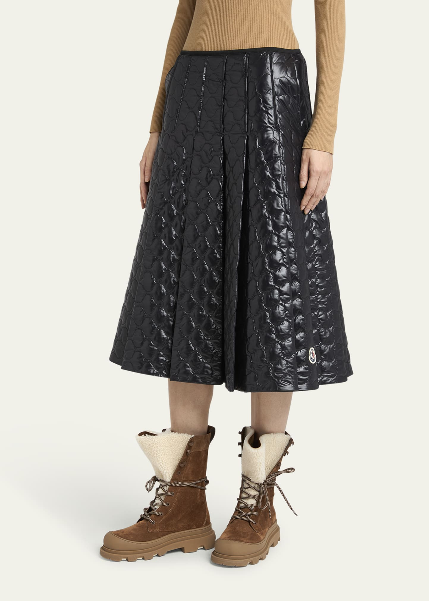 Pleated Down Midi Skirt - 4