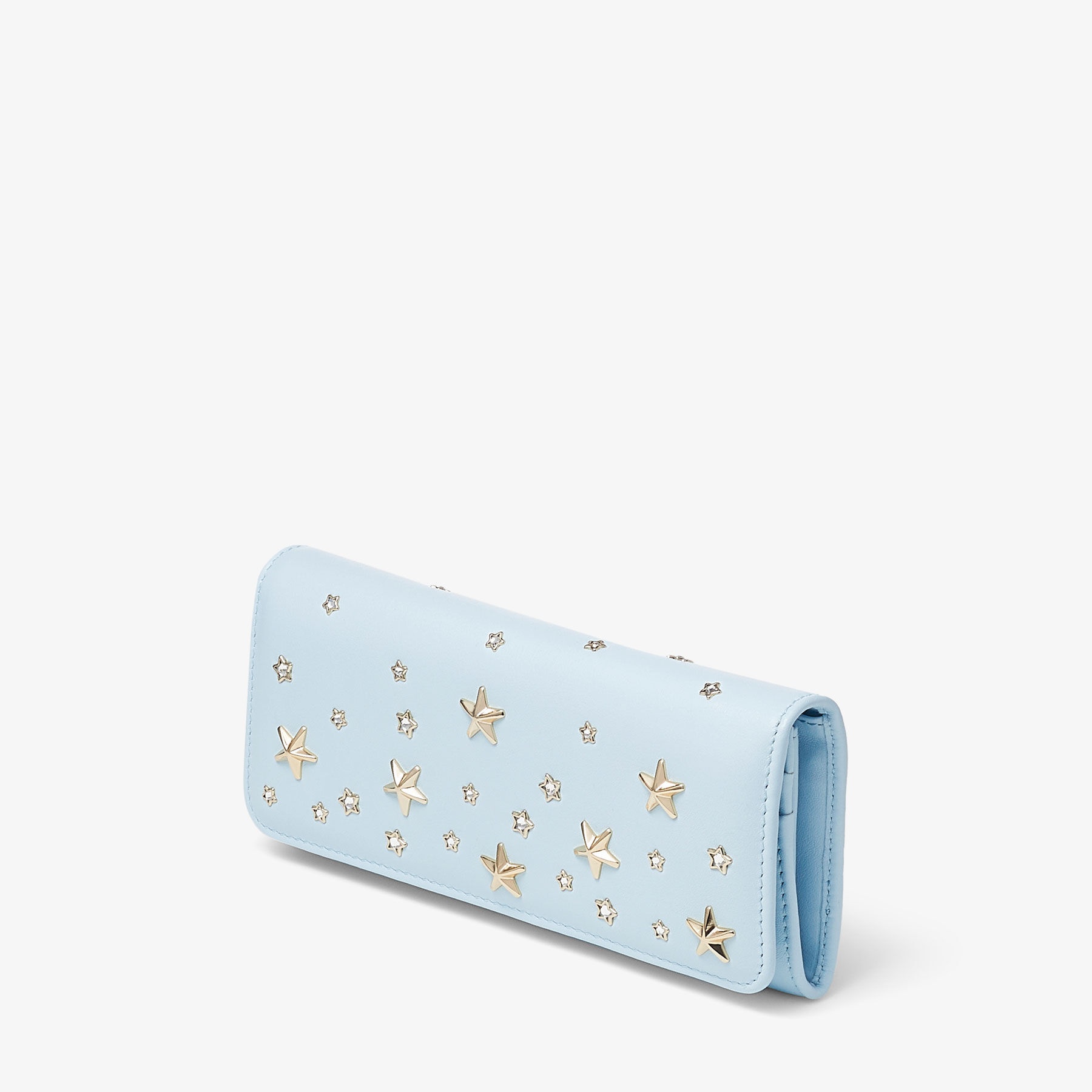 Nino
Ice Blue Calf Leather Wallet with Metal and Crystal Stars - 2
