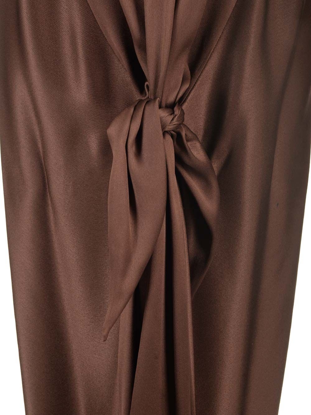 Long Scarf Dress In Silk Satin Dresses Brown - 8