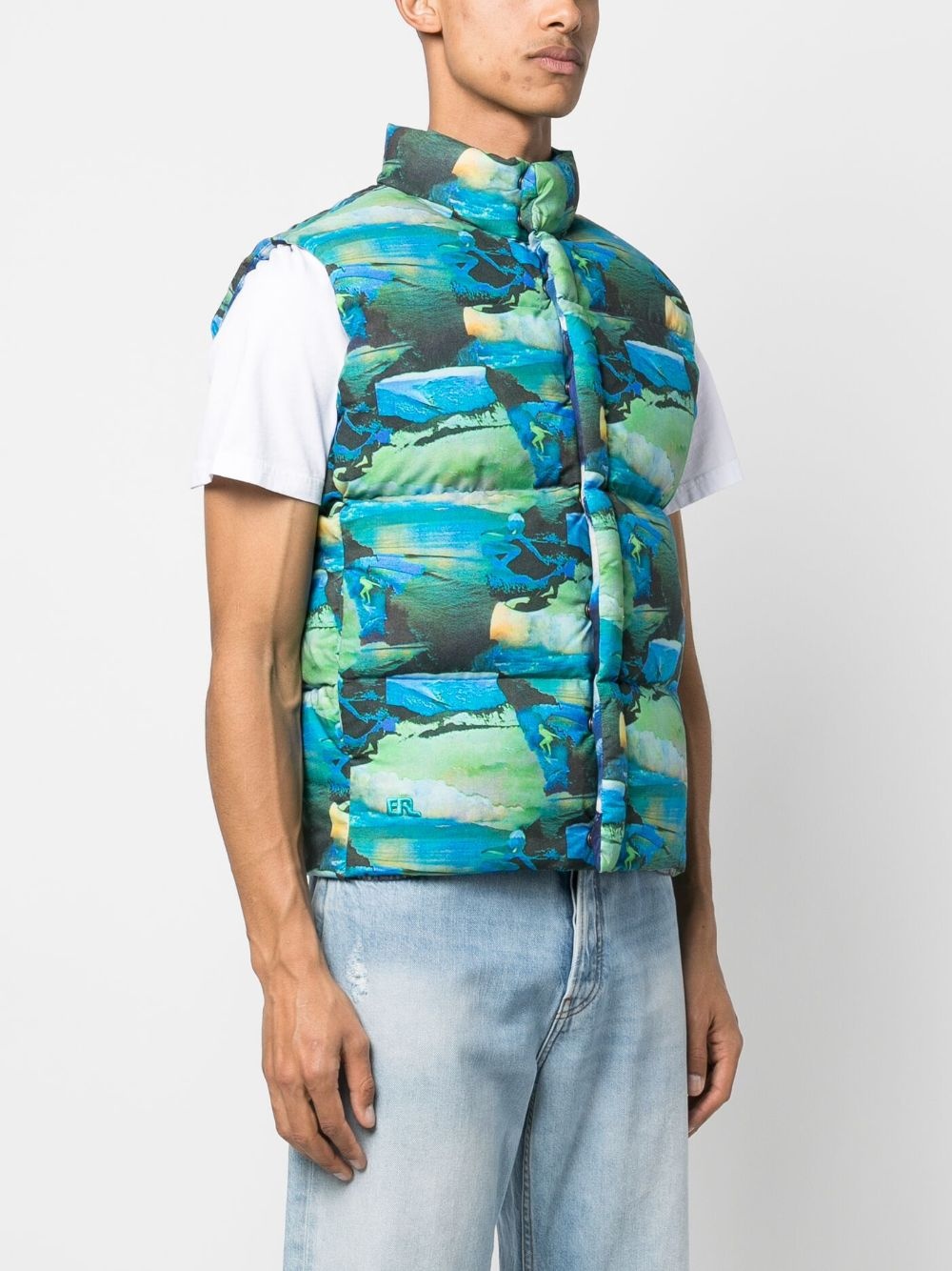 printed quilted puffer gilet - 4
