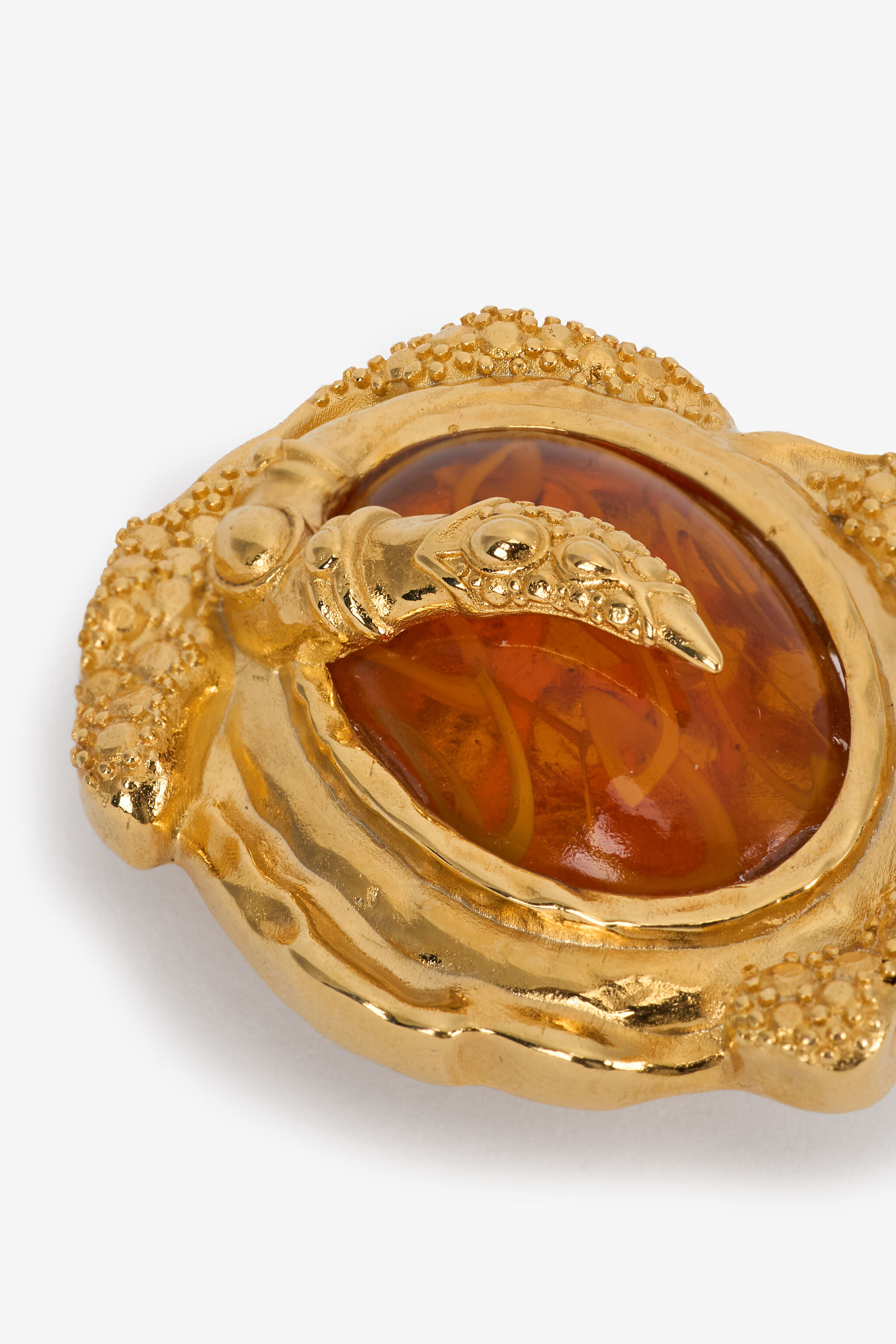 Golden Clip-On Earrings With Topaz Stone - 5
