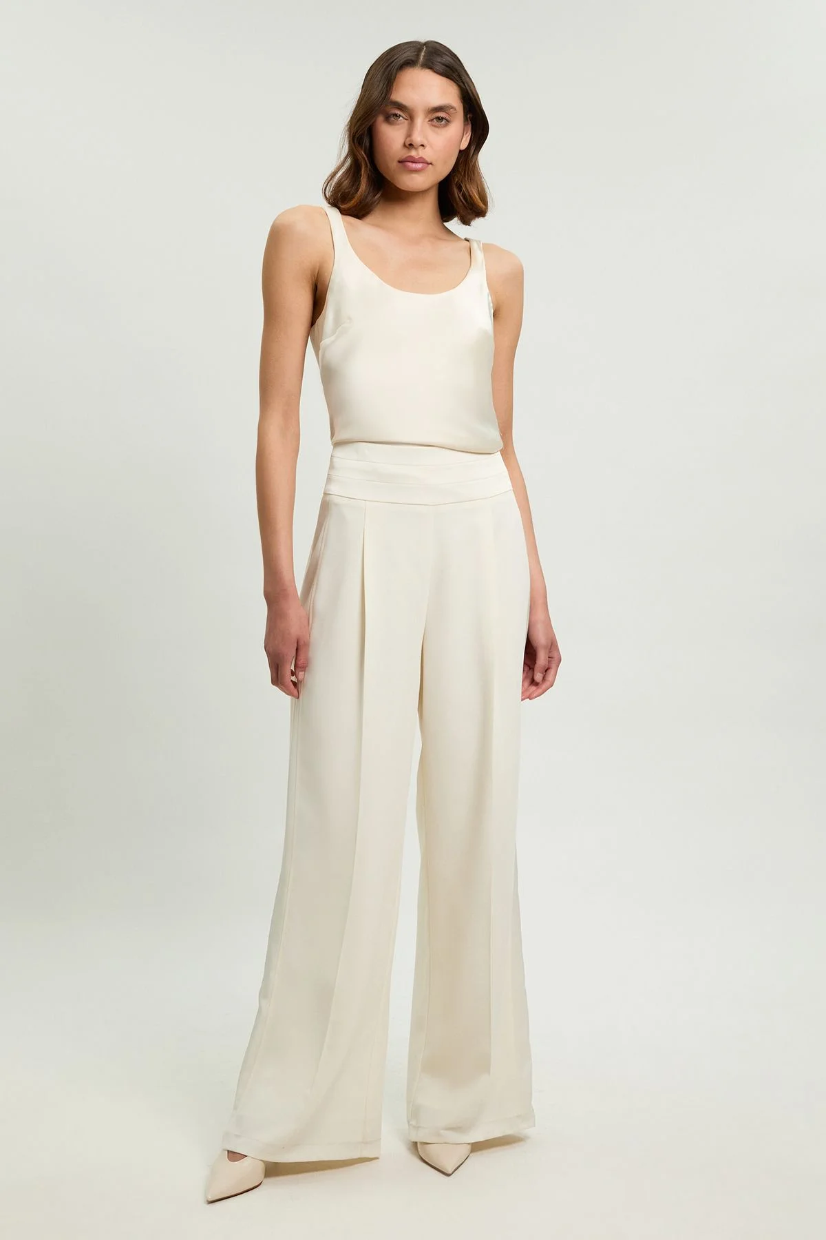 Petite Satin Back Crepe Tailored Wide Leg Trouser - 1