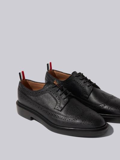 Thom Browne Black Pebble Grain Leather Lightweight Rubber Sole Longwing Brogue outlook