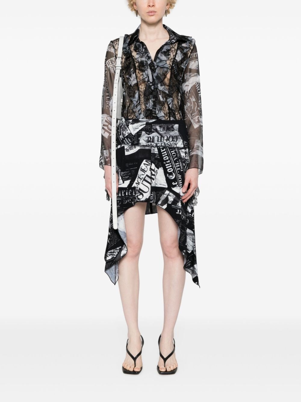 Magazine-print sheer shirt - 2