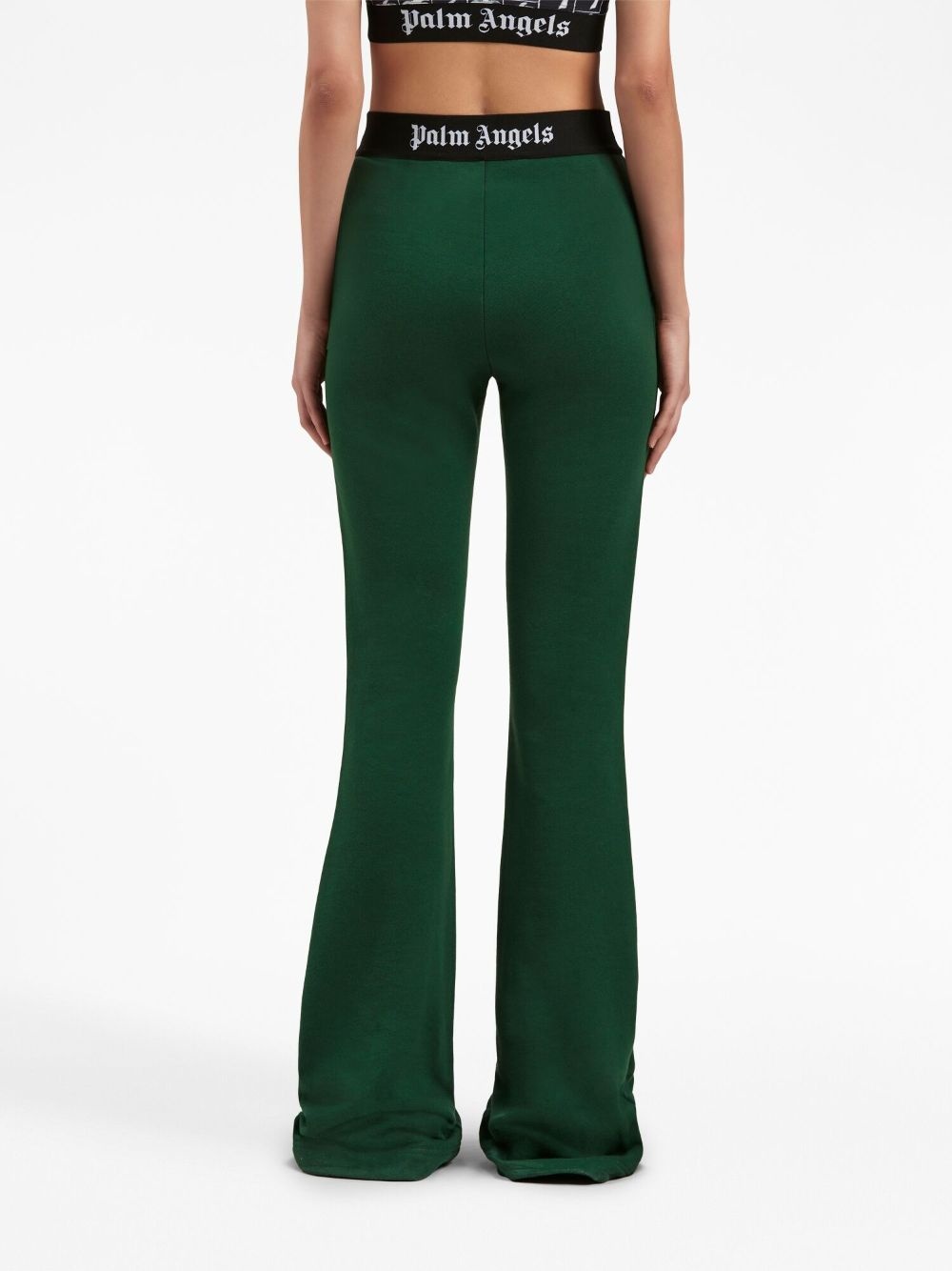 logo-tape cotton flared trousers - 5