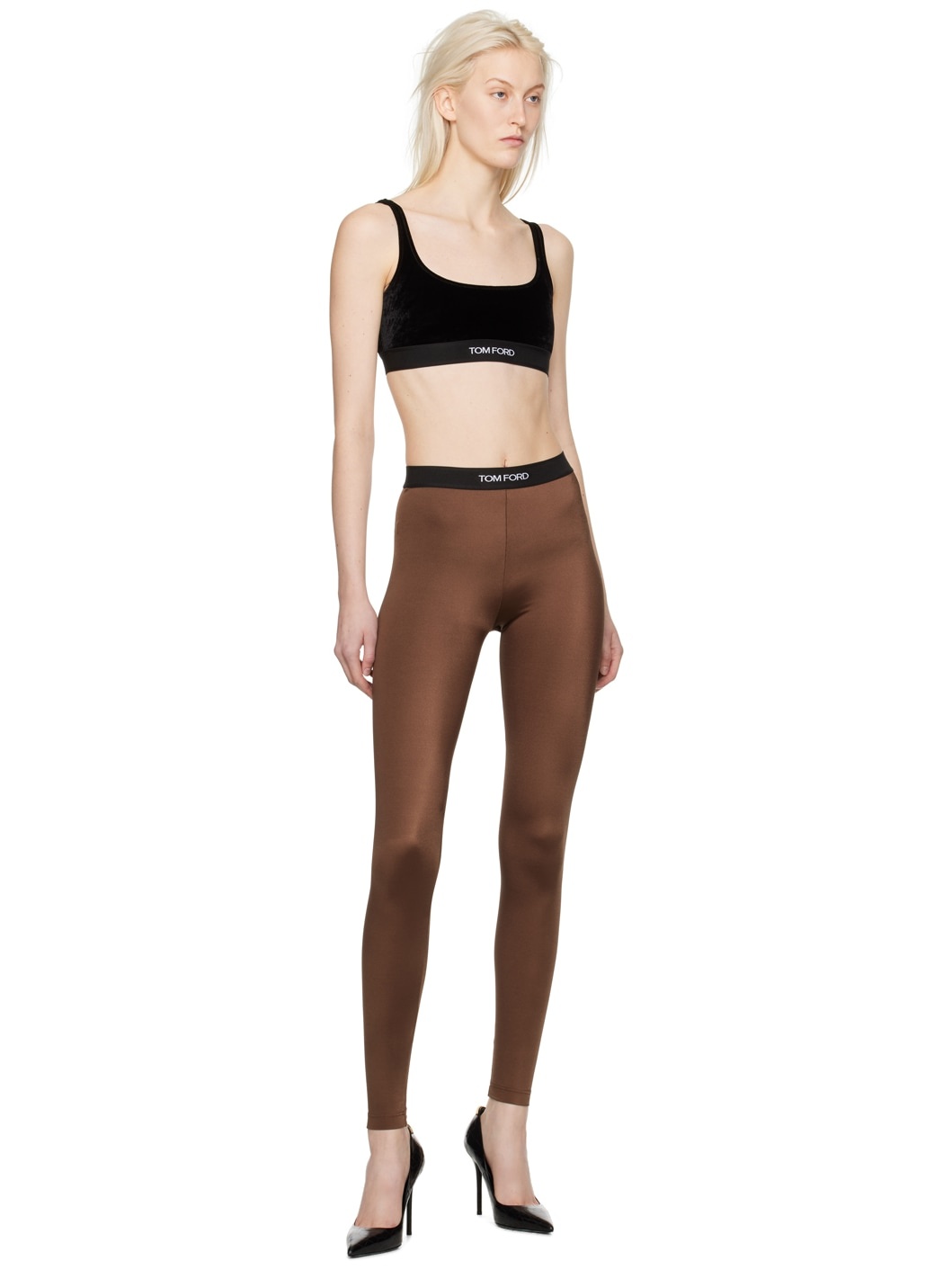 Brown Lustrous Leggings - 4