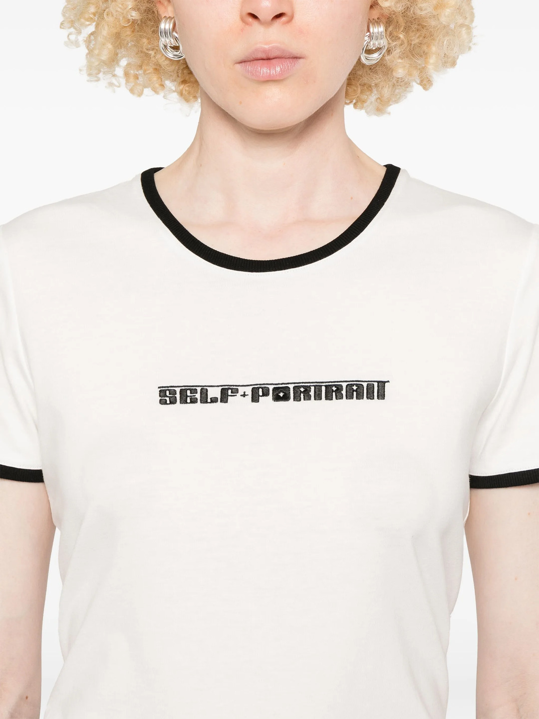 White T-Shirt With Embroidered Logo - 5