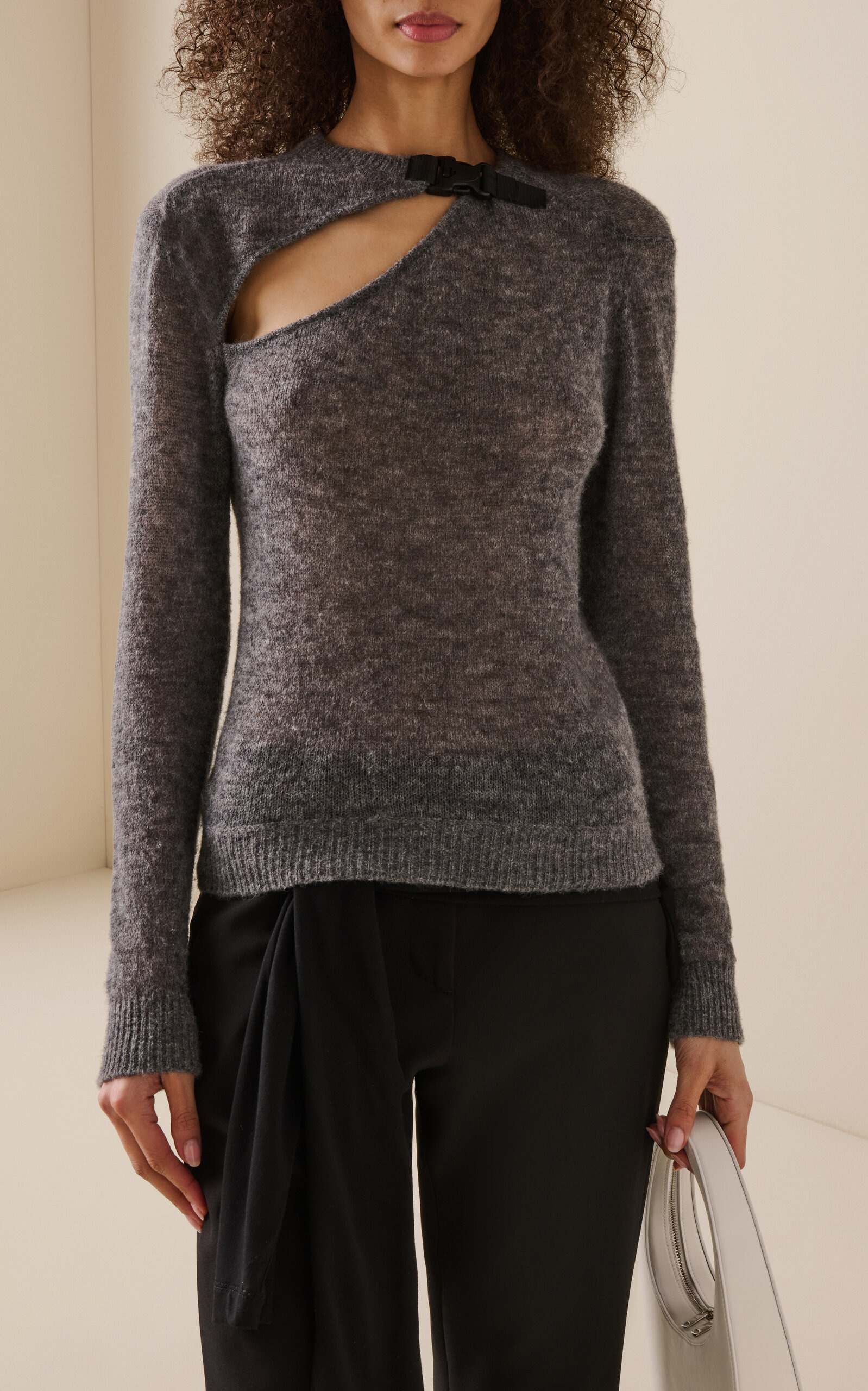 Buckled Cutout Sweater grey - 3