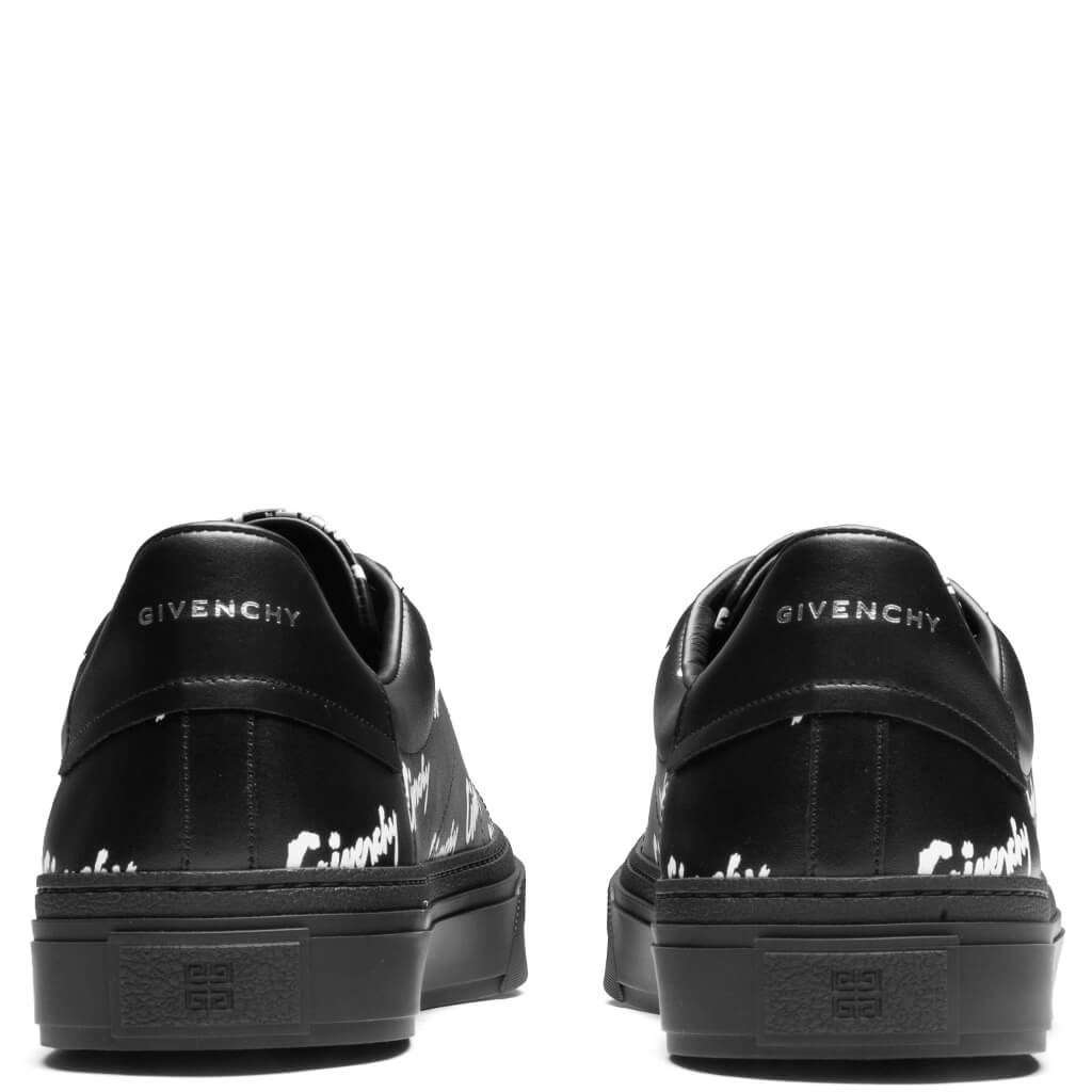 PRINTED LEATHER CITY SPORT SNEAKERS - BLACK/WHITE - 4