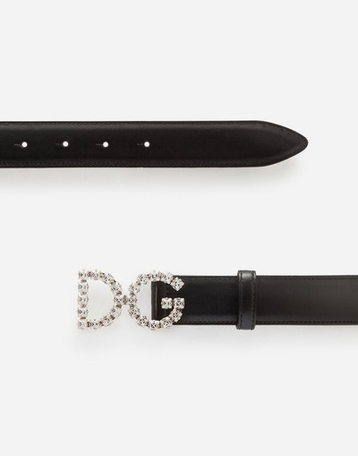 Dolce & Gabbana Calfskin belt with DG crystal logo outlook