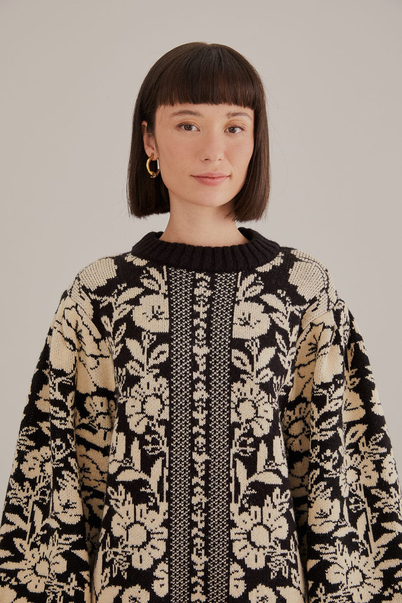 Black Pineapple Garden Mini Sweater Dress 3