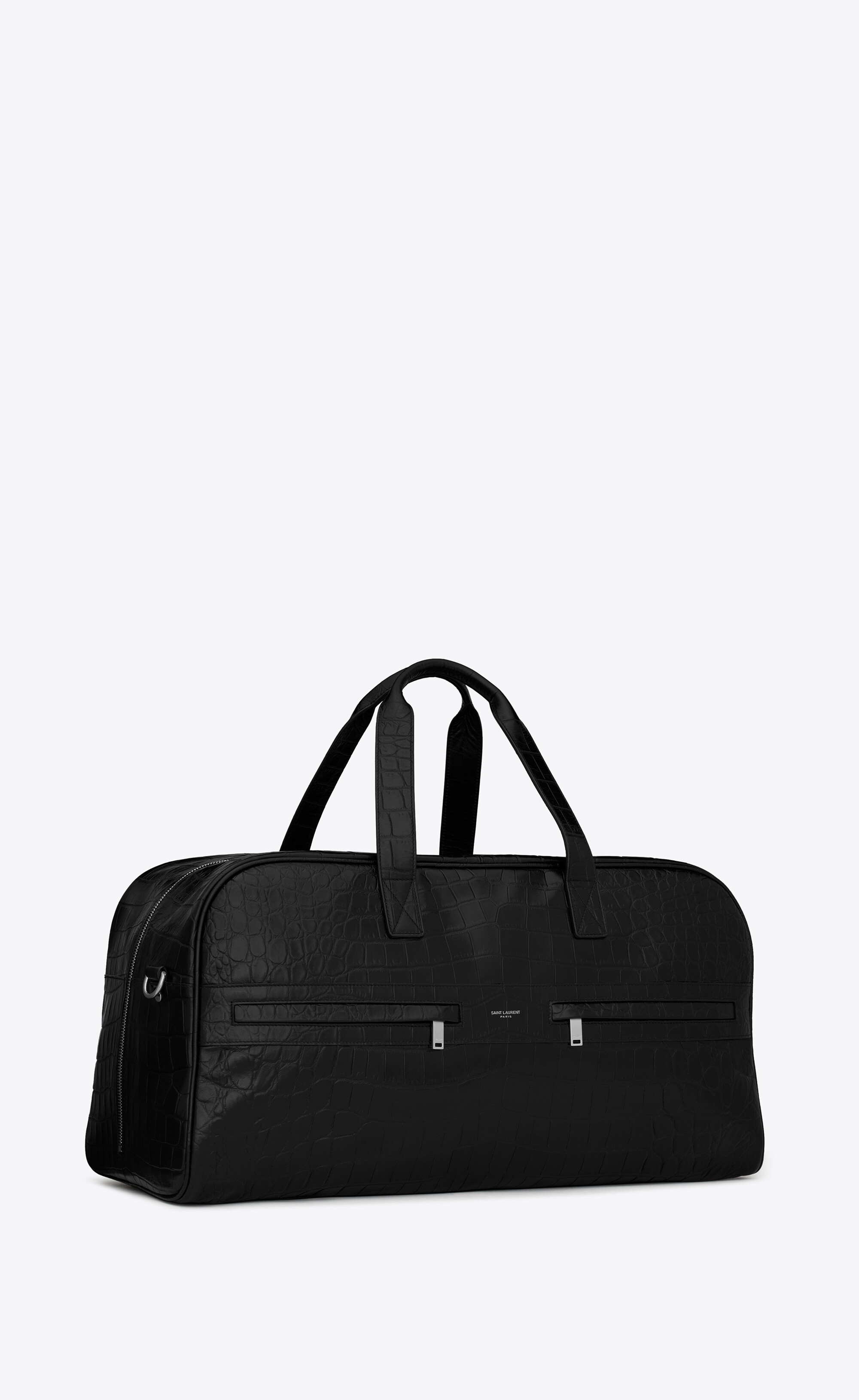 camp duffle bag in crocodile-embossed leather and cotton - 4