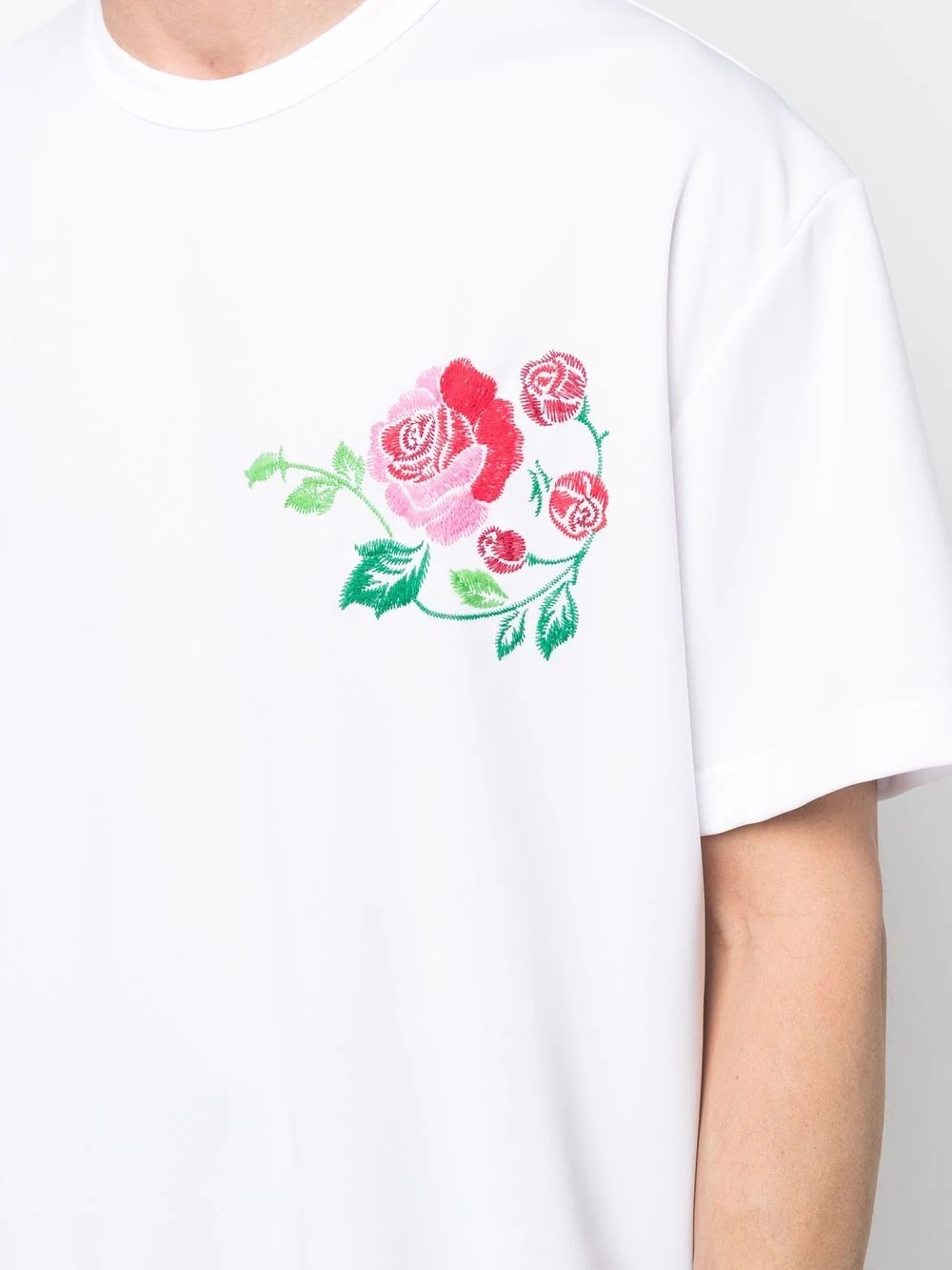 rose-embroidered short-sleeve T-shirt - 5