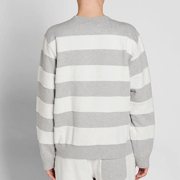 Men's adidas originals x alexander wang Crossover Colorblock Stripe Round Neck Long Sleeves Gray BS3 - 3