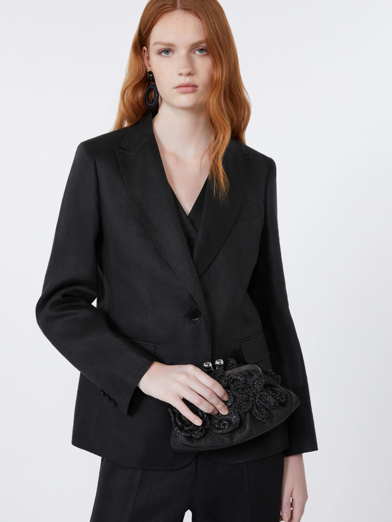 NALUT Linen canvas blazer - BLACK 5