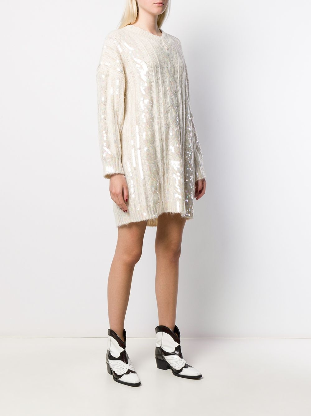 sequinned cable knit dress - 3