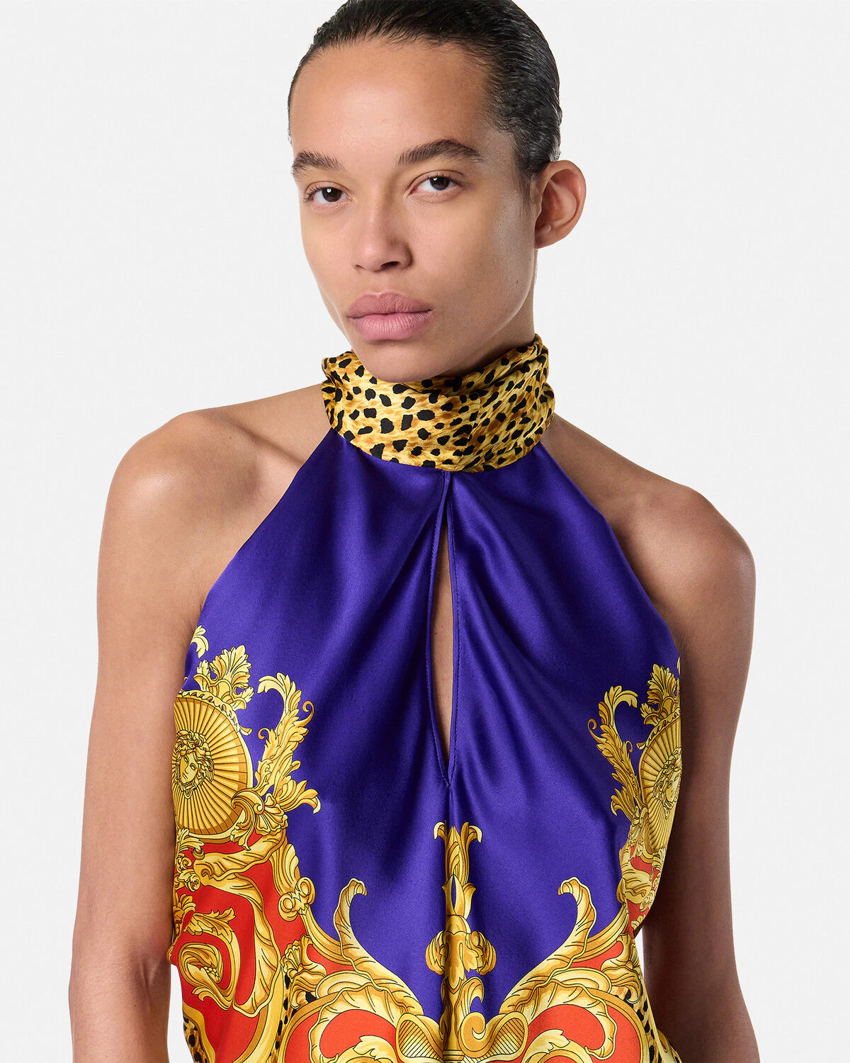 Cheetah Barocco Silk Lavallière Top - 3