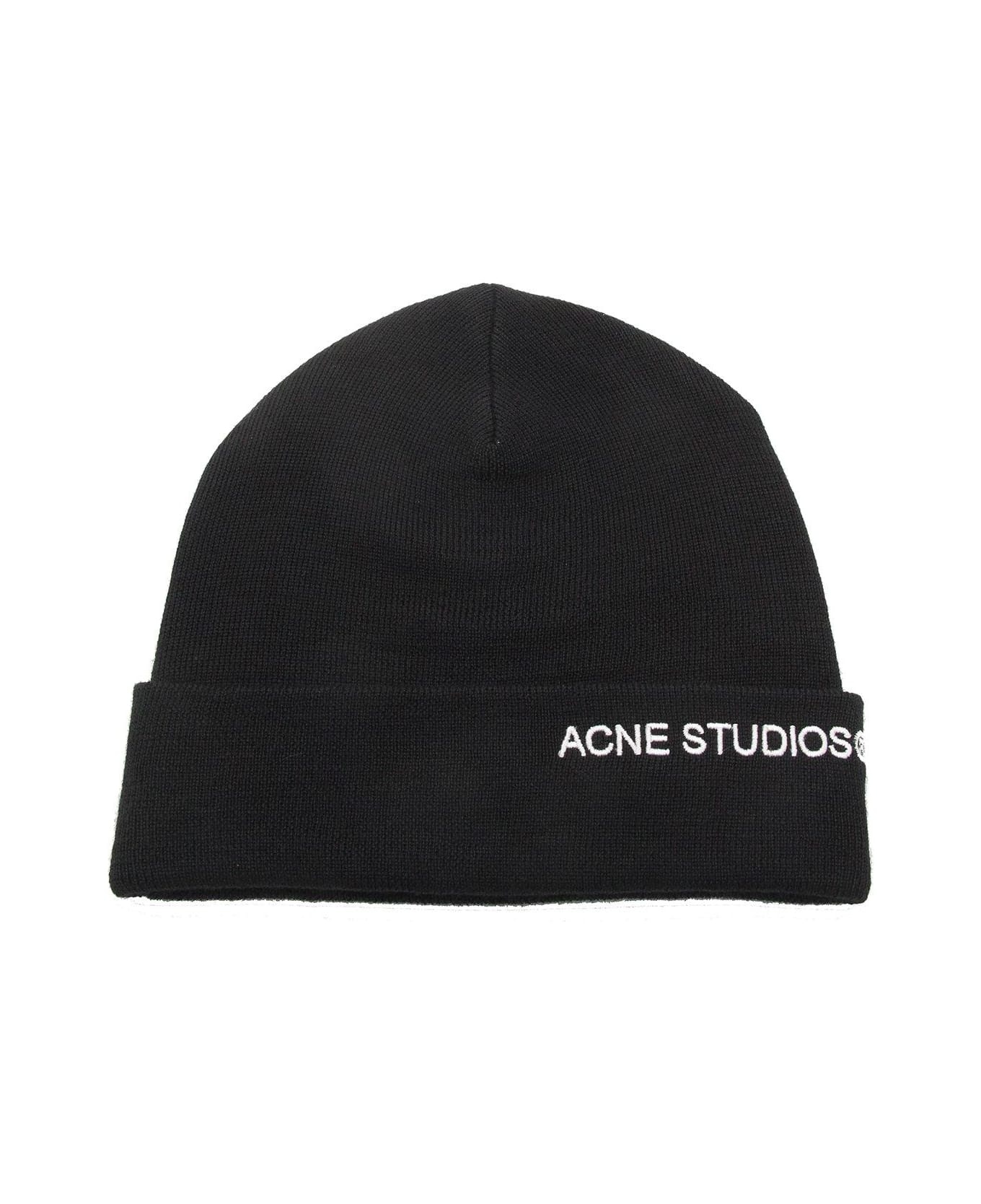 Logo Embroidered Ribbed Beanie - 1