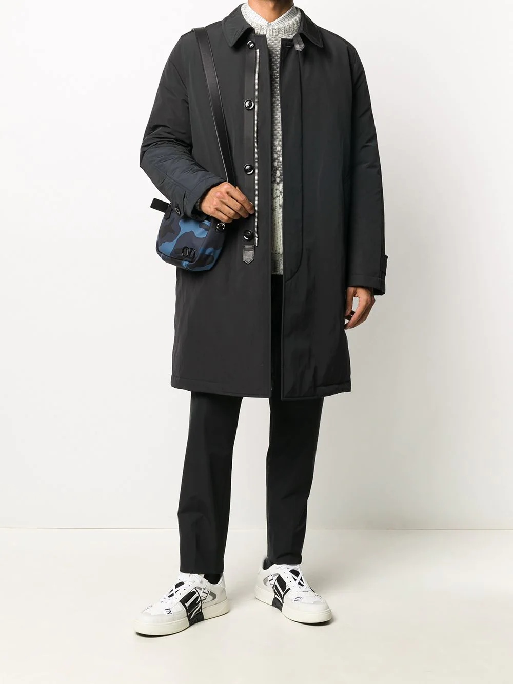 single-breasted mid-length coat - 2