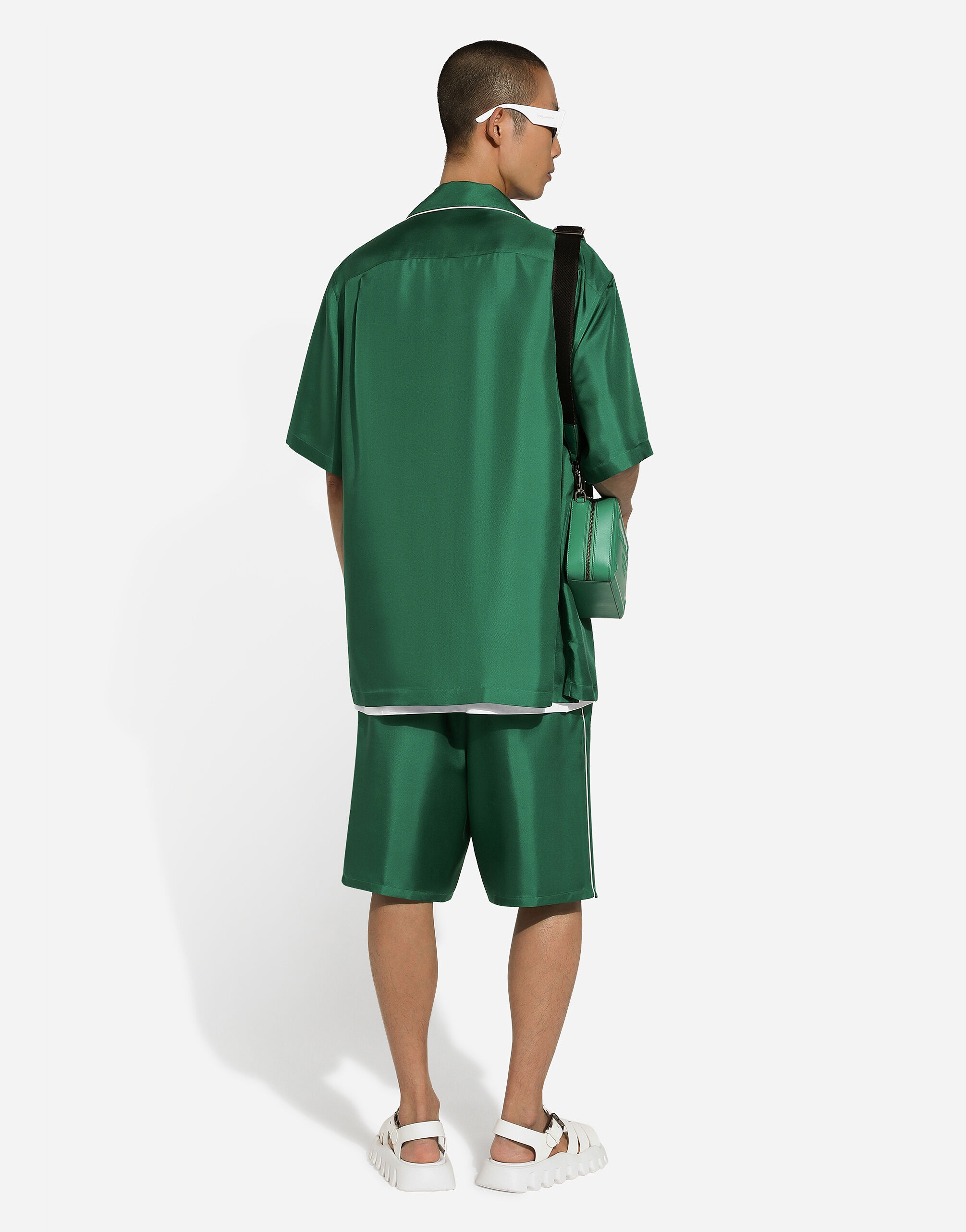 Embroidered silk jogging shorts - 3