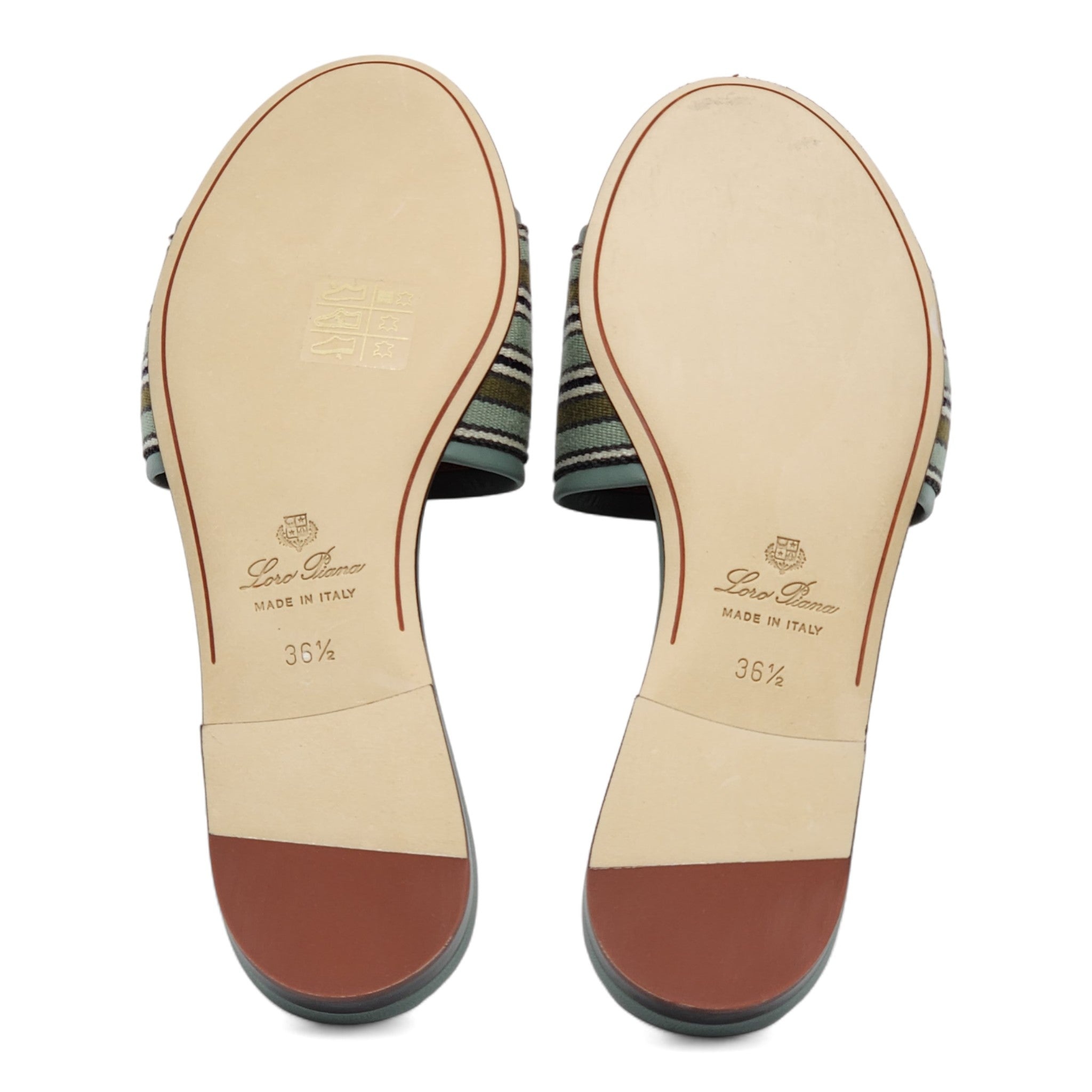 Loro Piana The Suitcase Stripe Flat Sandals in Blue - 8