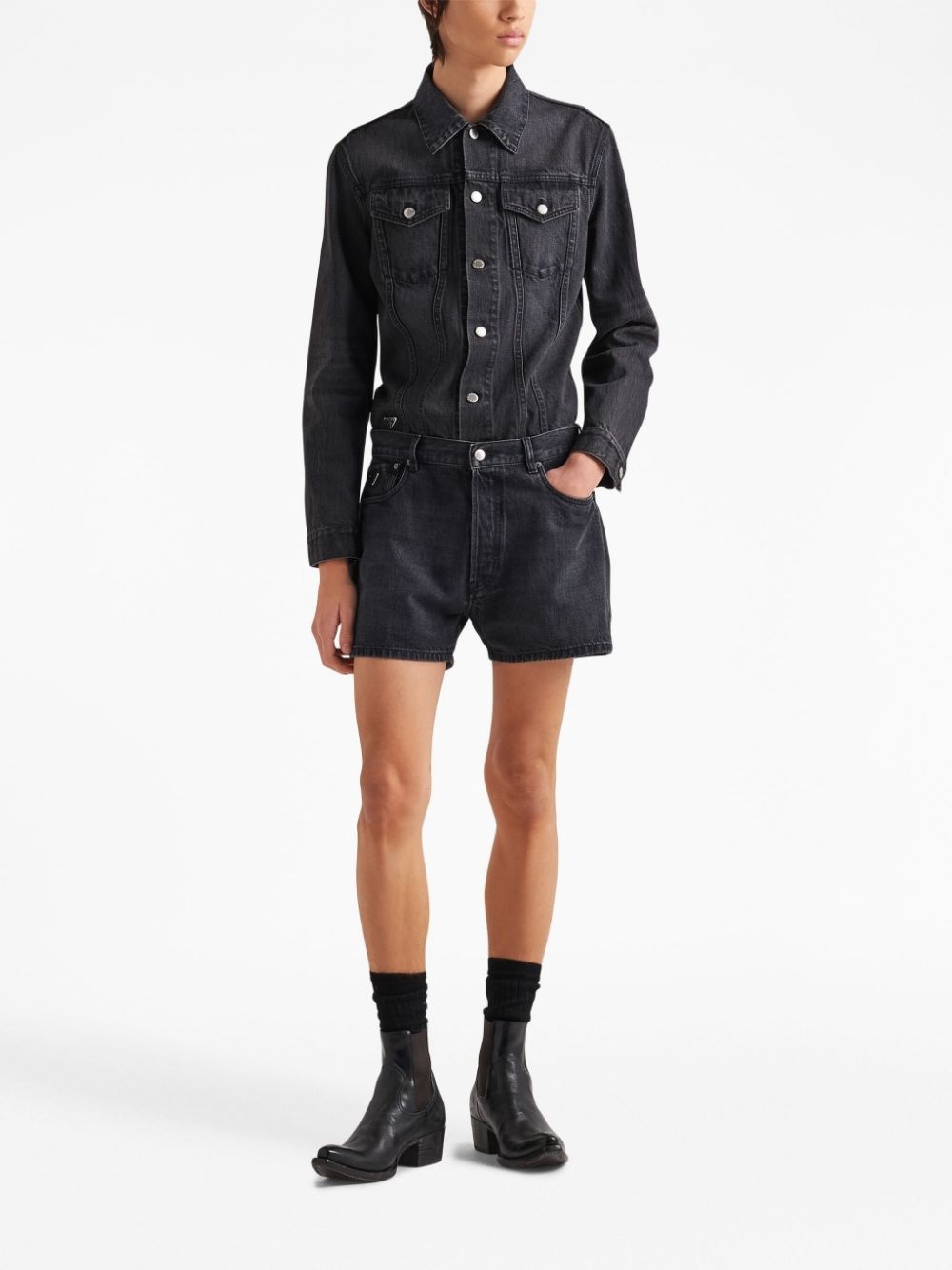 logo-patch denim jacket - 2