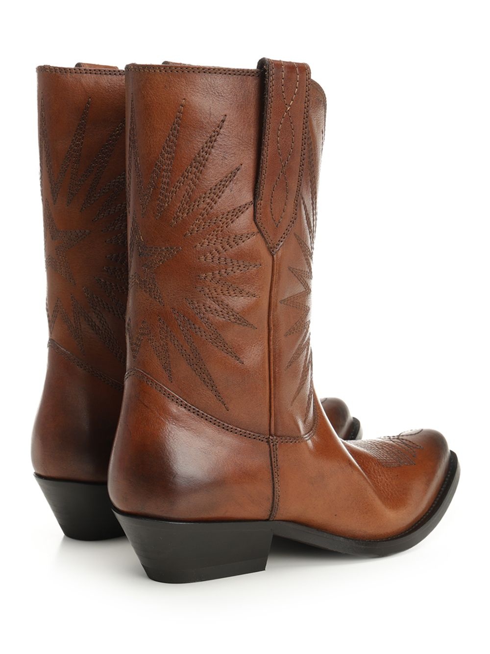 Wish Star Low With Embroideries Leather Upper Boots Brown - 3