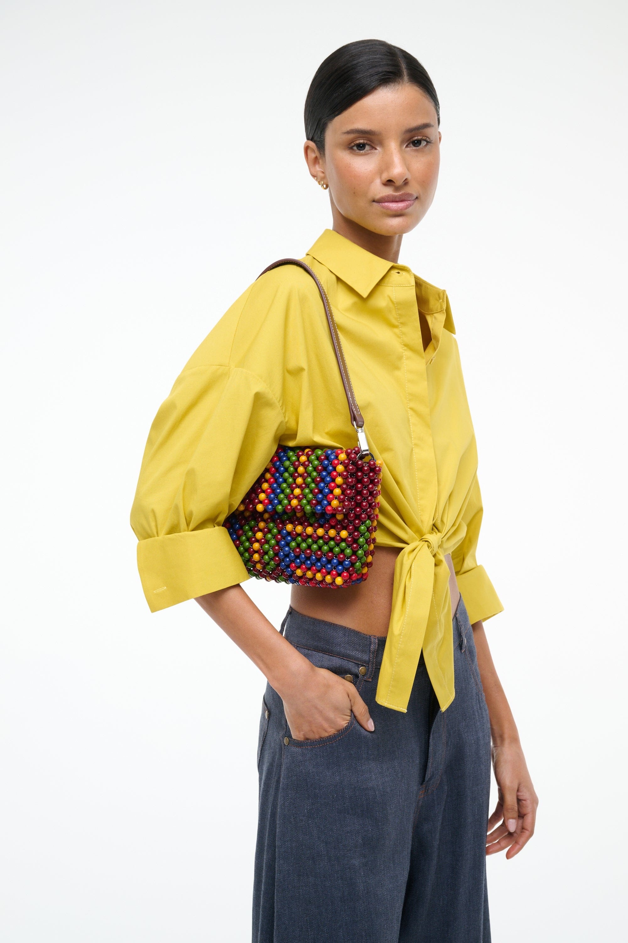 STAUD TIMMY CONVERTIBLE SHOULDER BAG JUNGLE STRIPE - 4