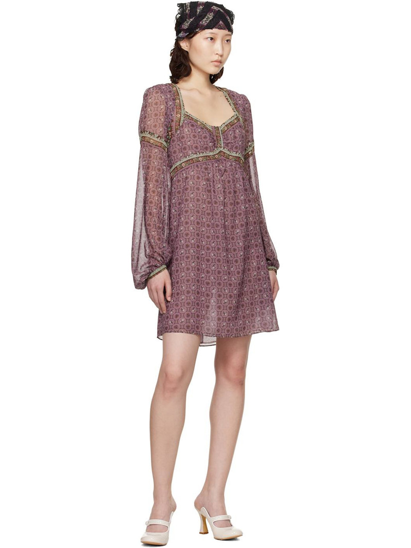 ANNA SUI Purple Puff Sleeve Minidress outlook