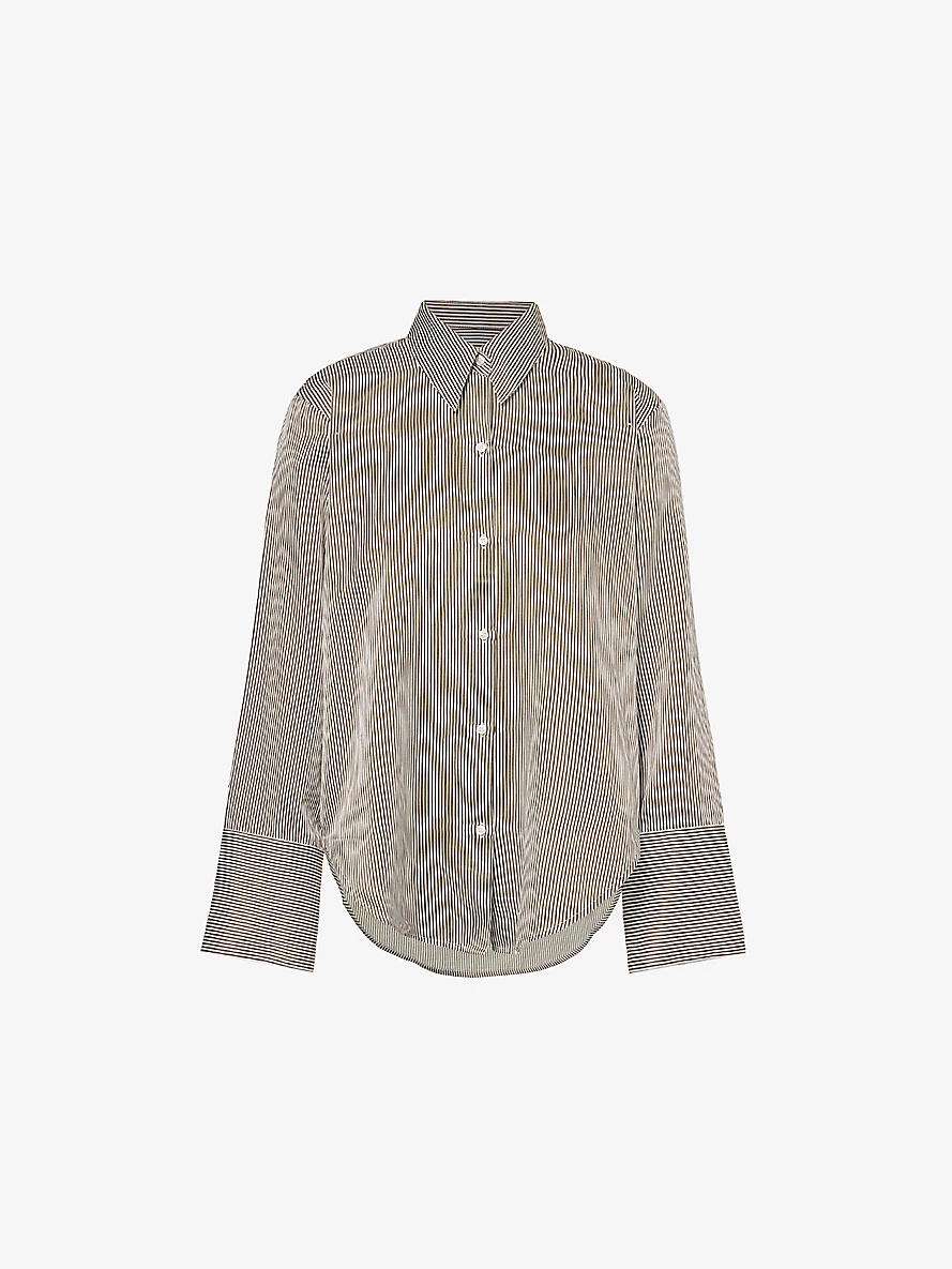 Camilia striped-print long-sleeves cotton and silk-blend shirt - 1