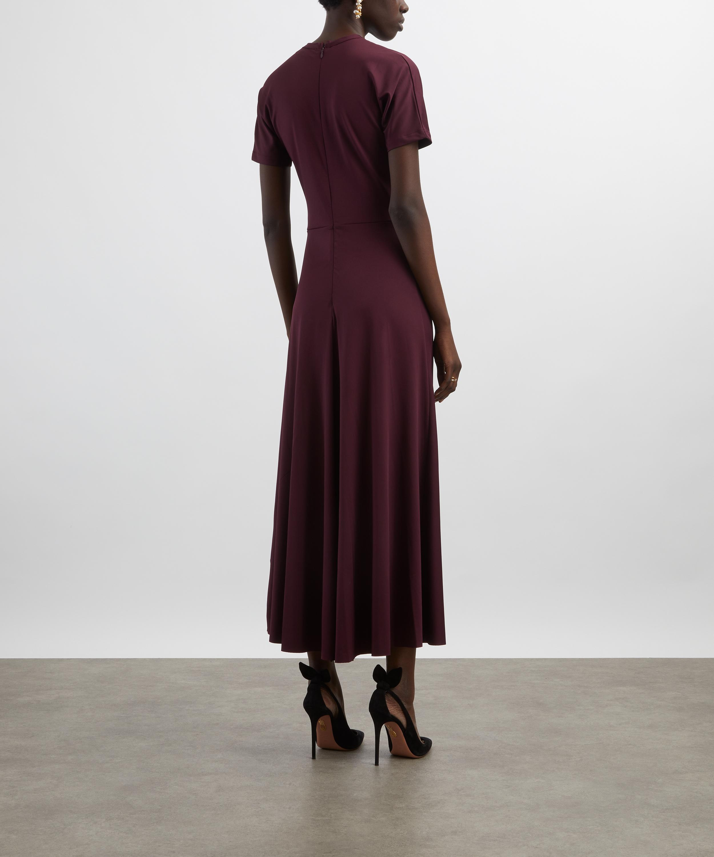 Merlot Gathered Detail T-Shirt Midi Dress - 4