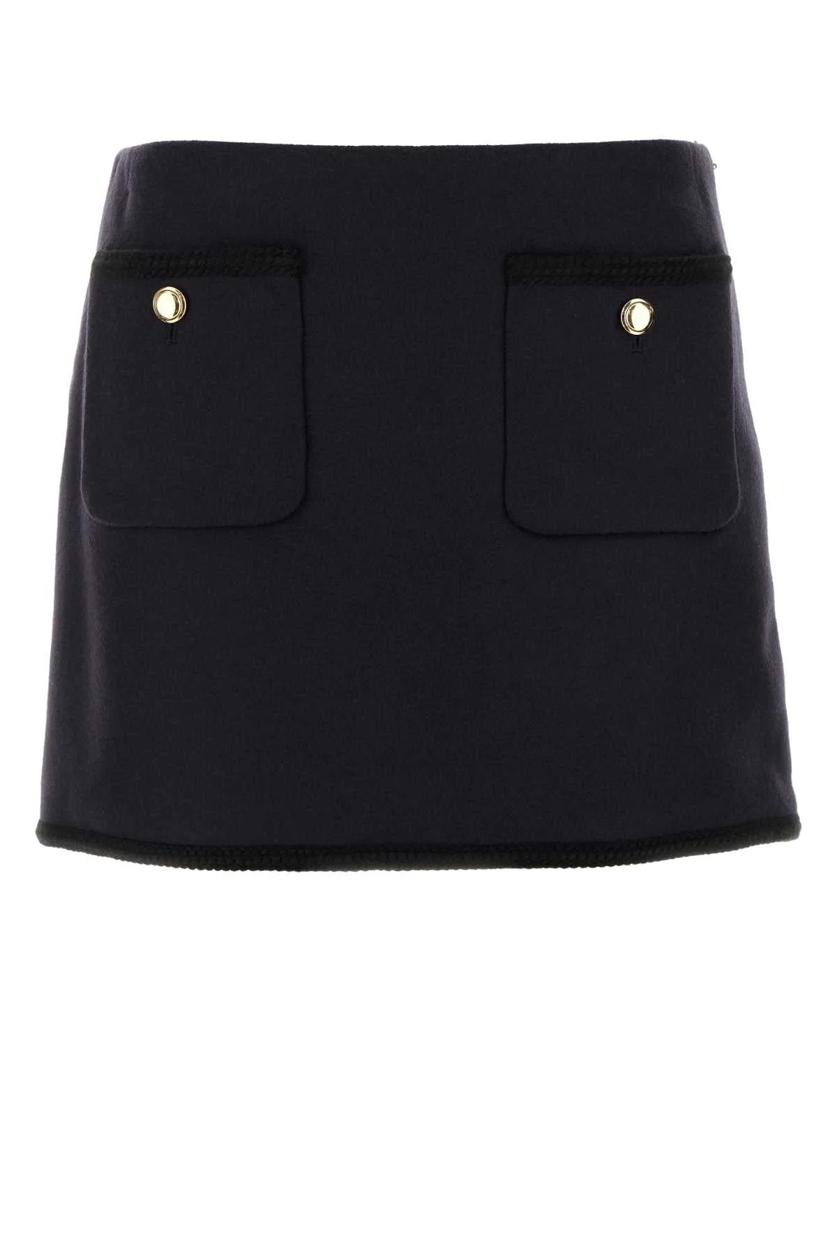 Miu Miu Women Midnight Blue Wool Mini Skirt - 1