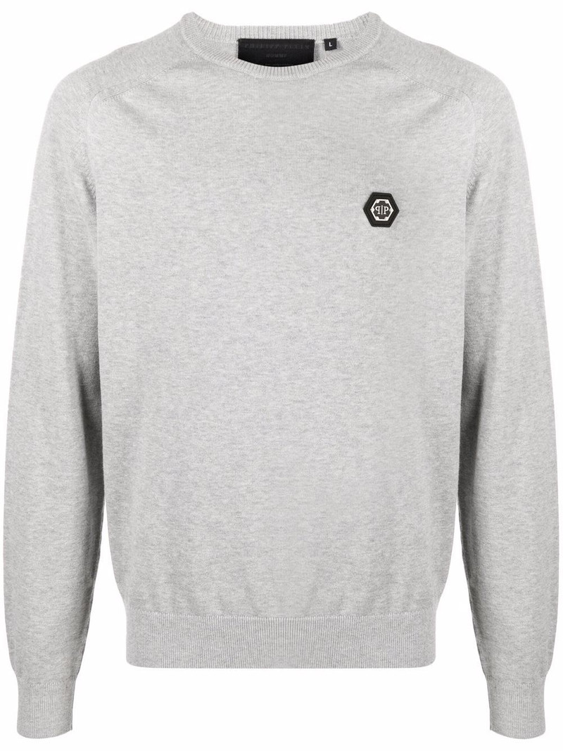 logo-patch cotton jumper 1