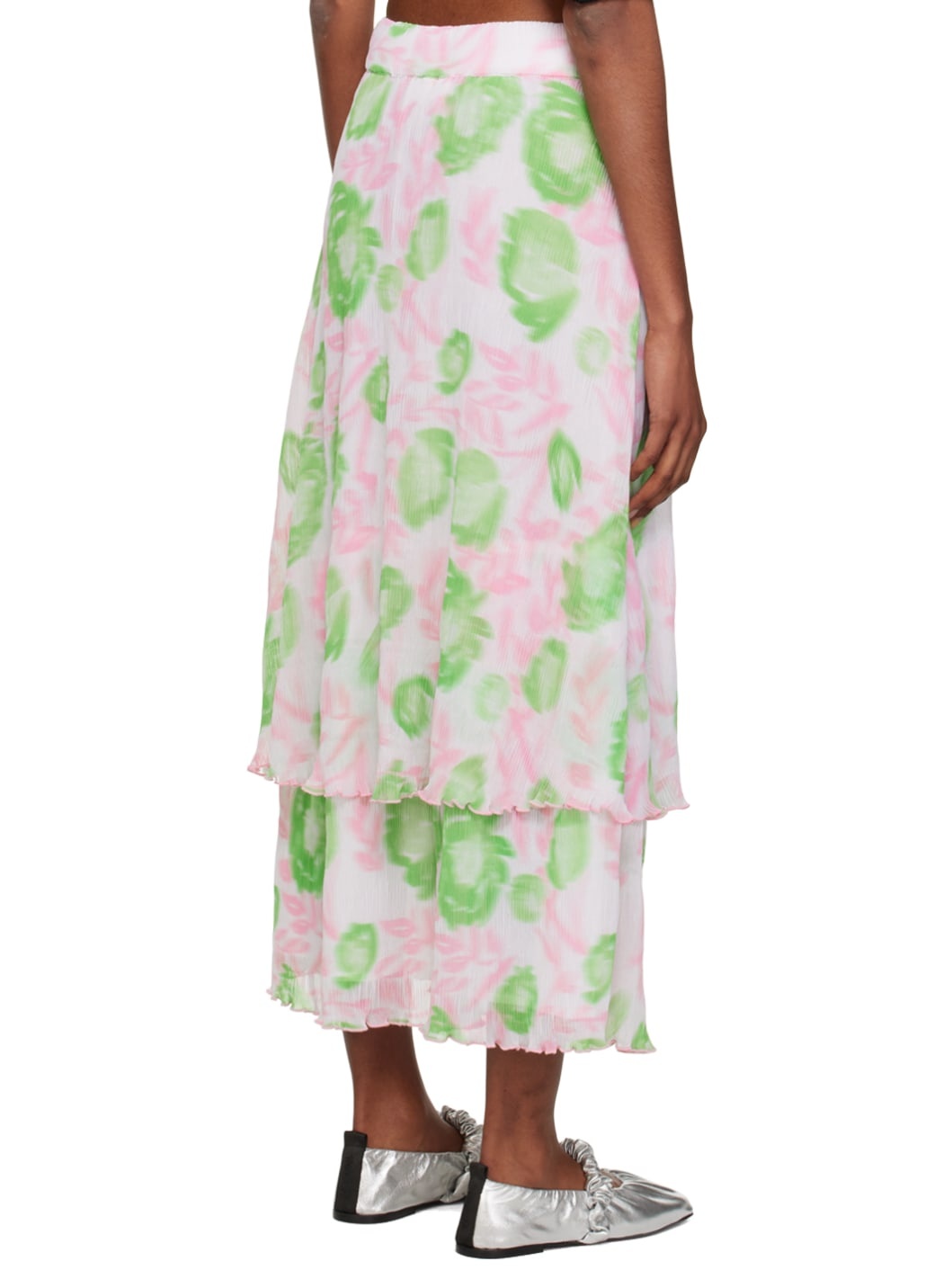 Pink & Green Layered Midi Skirt - 3