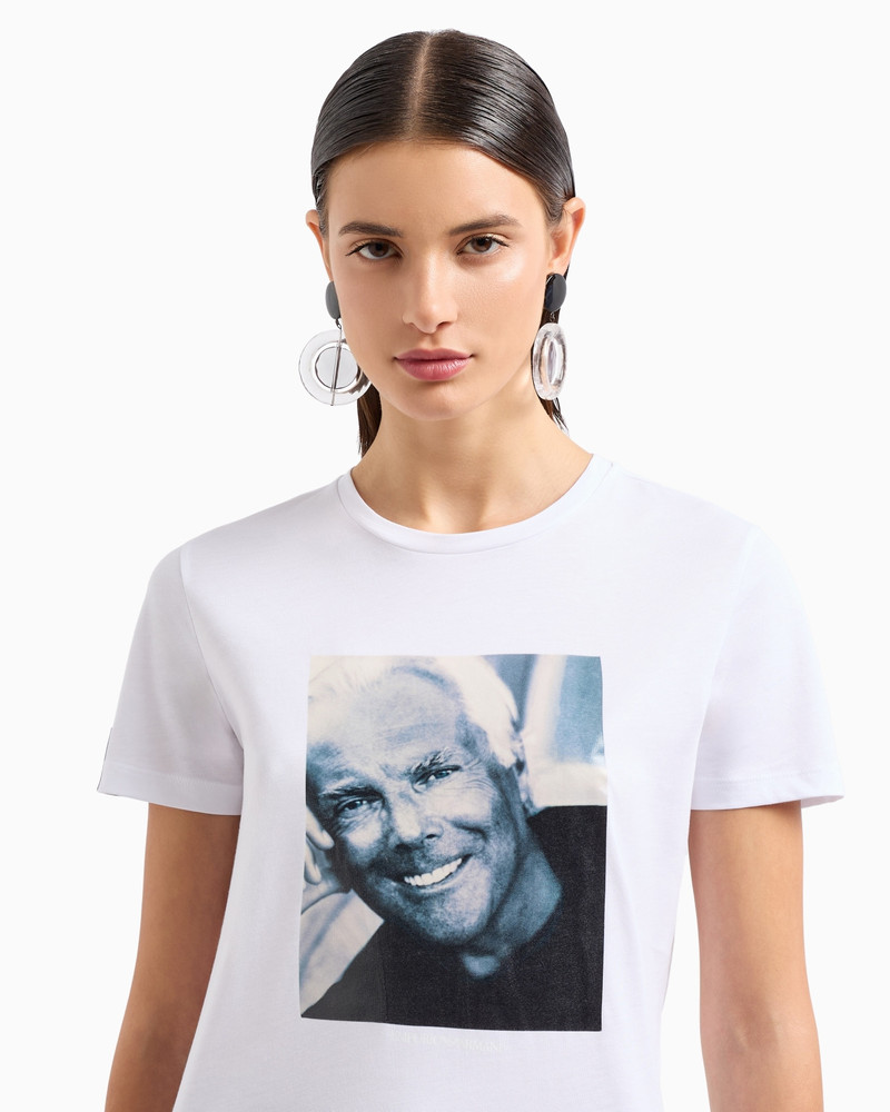 Icon Supima jersey T-shirt with Mr Armani photographic print 5