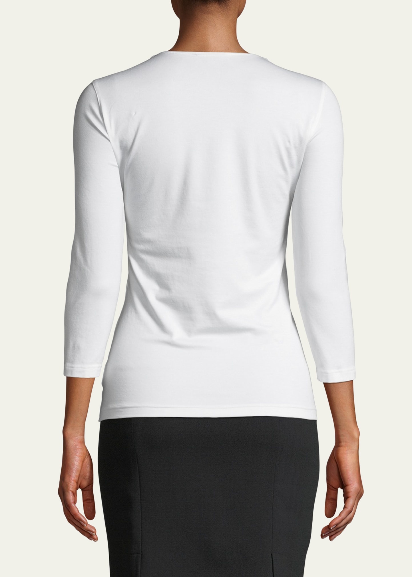 Fitted 3/4-Sleeve Stretch-Jersey Top - 3
