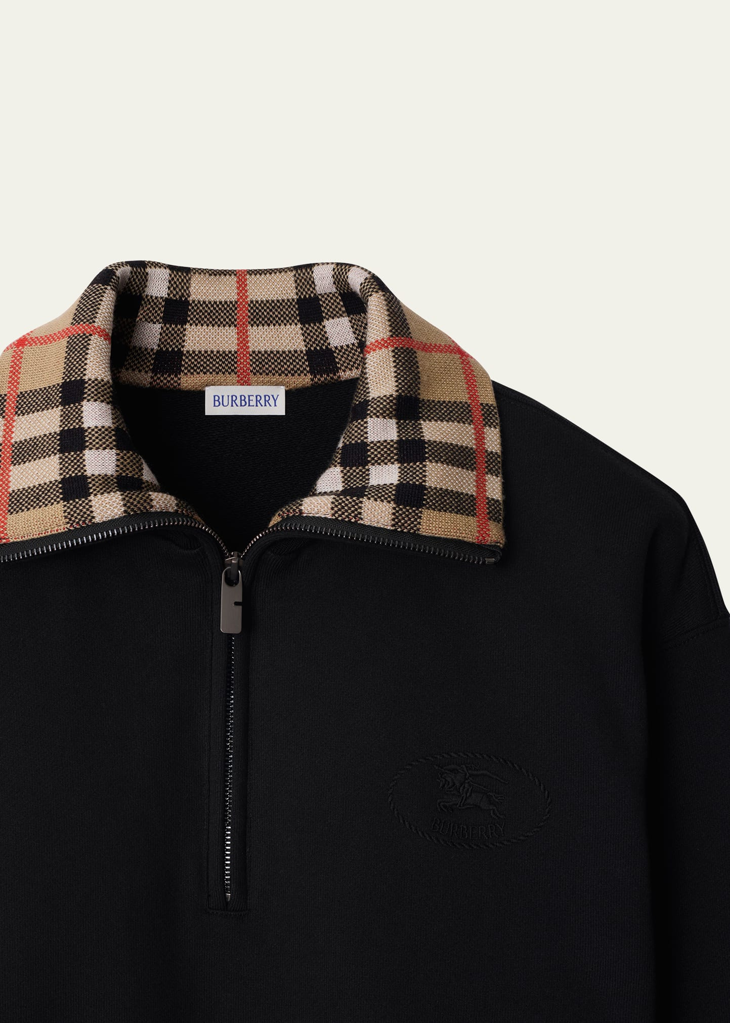 Men's Check-Collar Quarter-Zip Sweater - 5