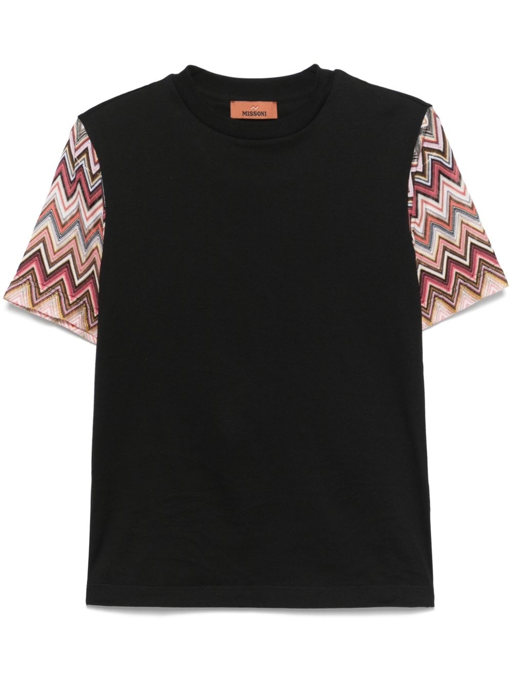crew-neck zigzag-knit T-shirt - 1