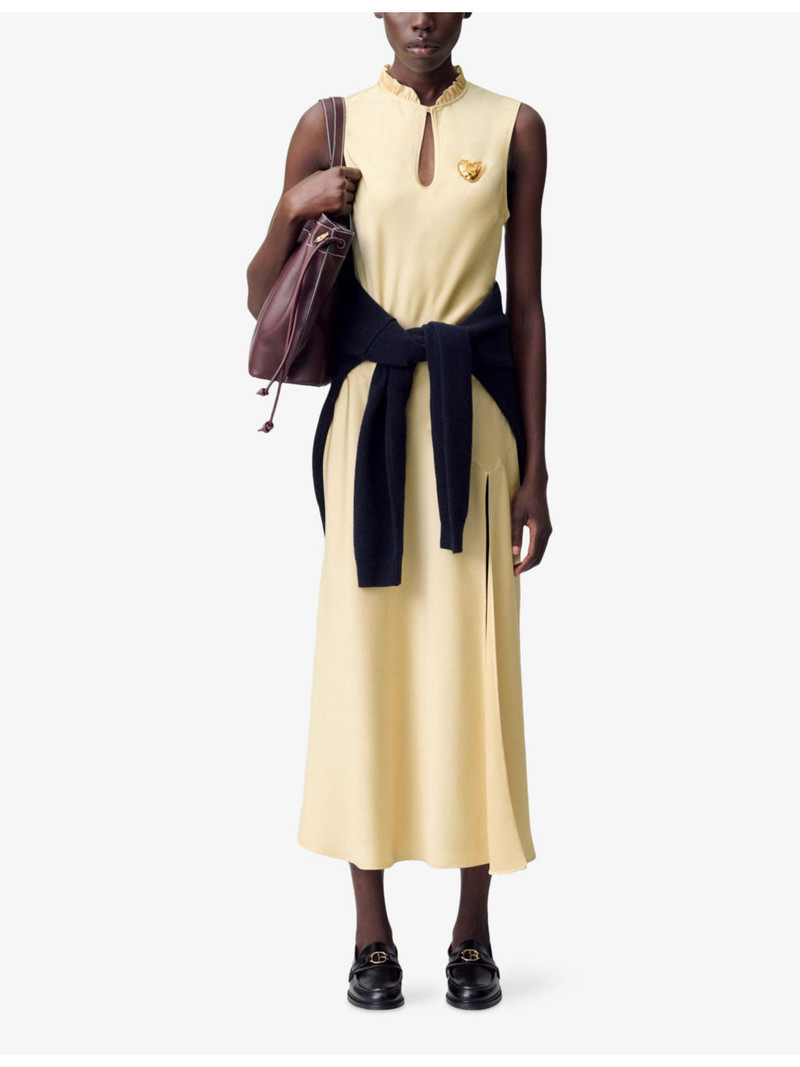 Claudie Pierlot Ruffle-Neck Cut-Out Satin Maxi Dress outlook